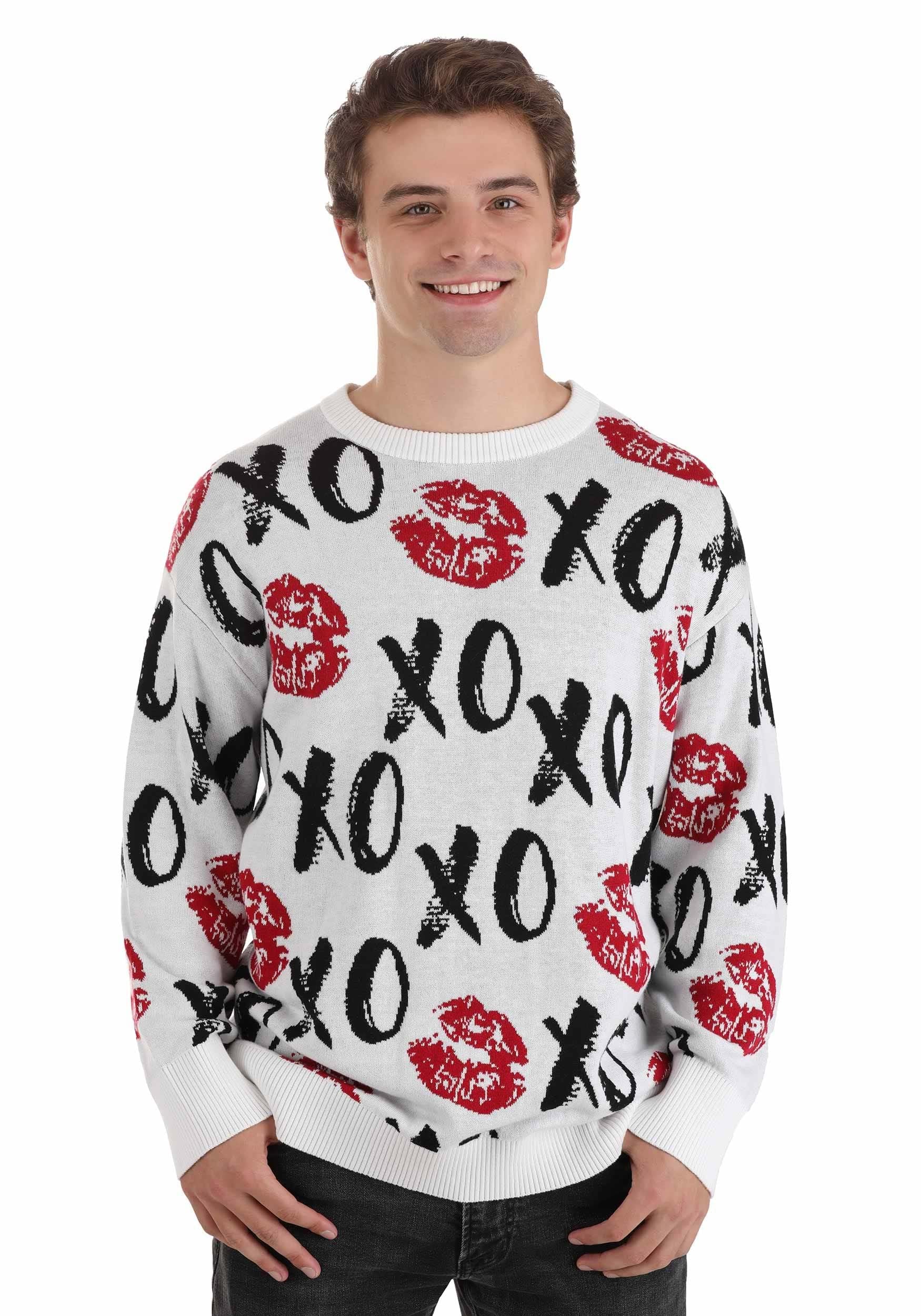 Valentine's Day Ugly Sweaters for Adults | Funny Love XOXO Be Mine Heart Crewneck Sweatshirts | Perfect for Couples, Parties & Festive Holiday Photos