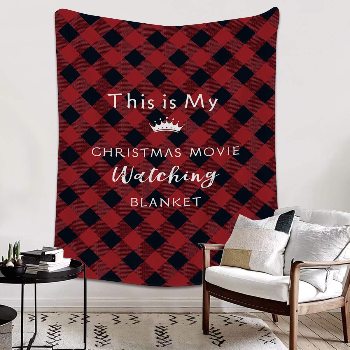 Christmas Blanket Twin Size 60x80 Inch - Soft Fleece Flannel Throw Blanket for Kids & Adults in Black Red Buffalo Check Plaid - Cozy Blanket for Movie Nights, Bed, Couch & Sofa Decor - Perfect Holiday Gift for Christmas