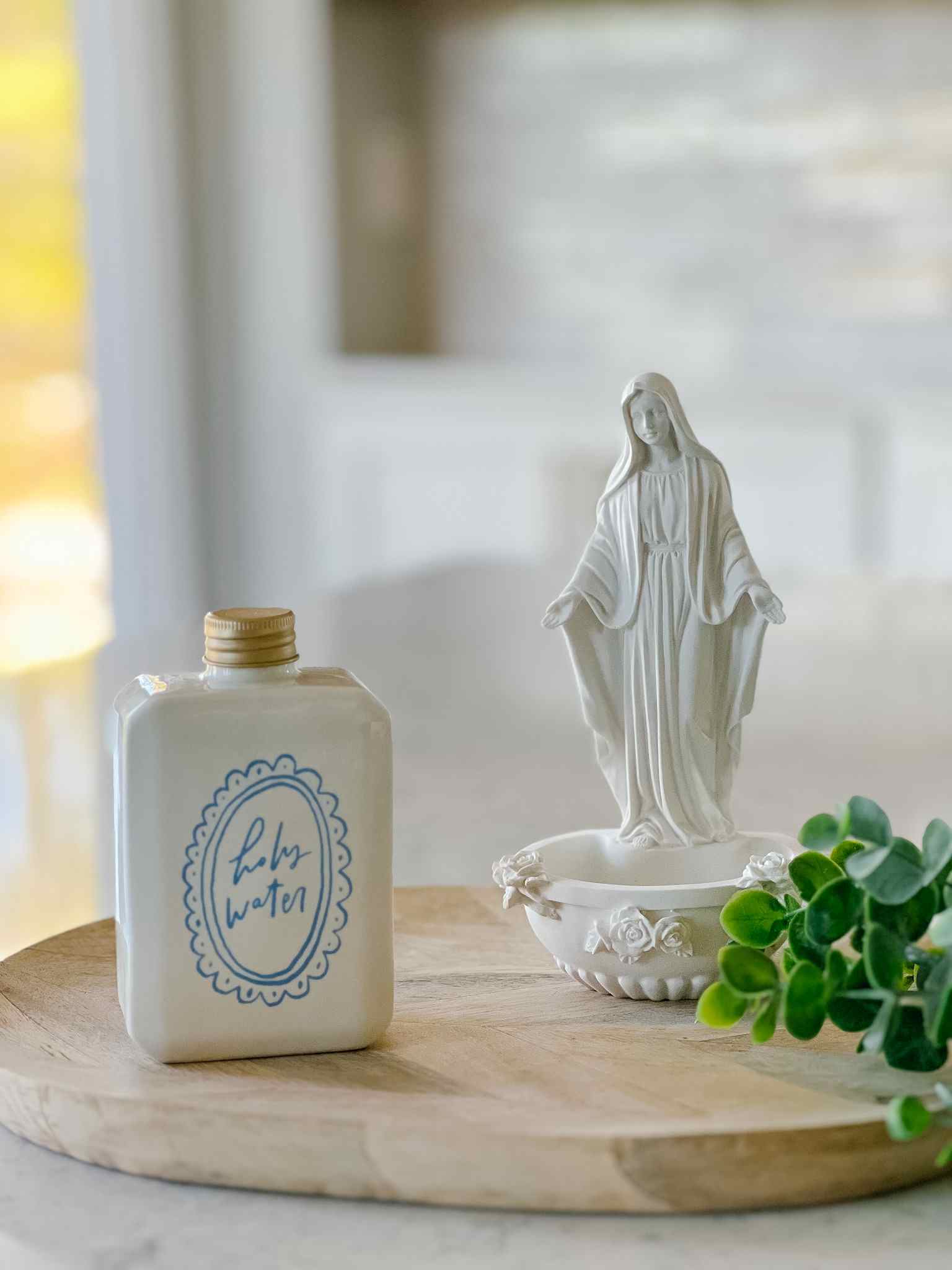 Premium Ceramic Holy Water Bottle for Religious Ceremonies - Sacred Water Container for Baptism, Blessings & Spiritual Use
