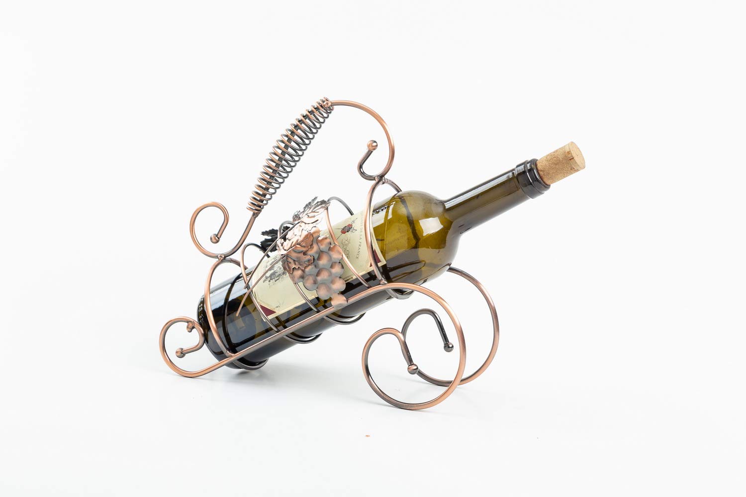 Copper Metal Freestanding Wine Bottle Holder - Countertop & Desktop Wine Rack for Wine Storage & Display - Perfect for Kitchen, Bar, Dining Room & Home Decor