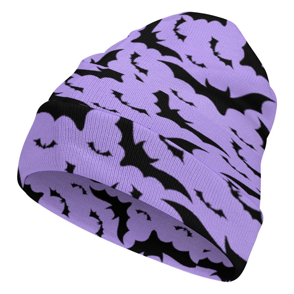 Stylish Purple Beanie with Bat Design - Cozy Winter Hat for Men & Women - Perfect for Halloween, Outdoor Activities & Casual Wear