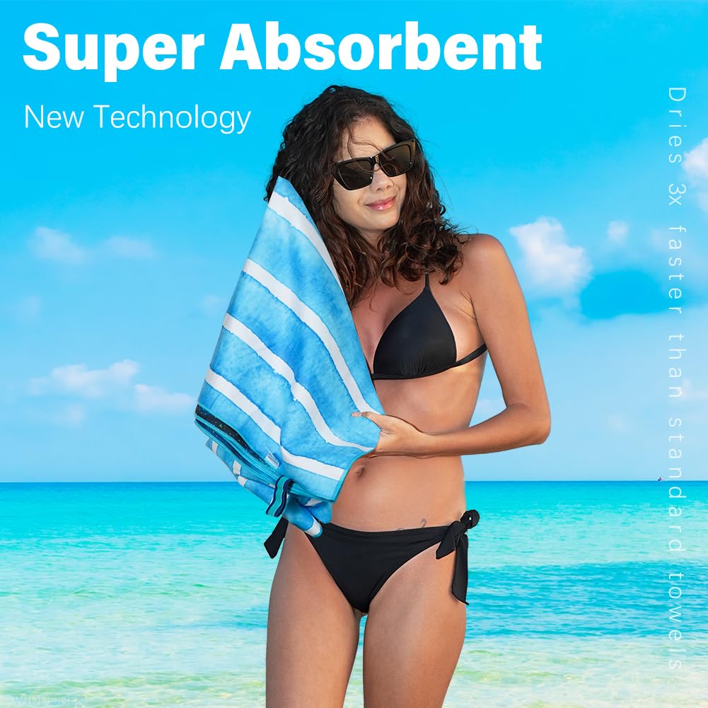 Quick Dry Microfiber Beach Towel 2 Pack - Sand Free, Lightweight for Swimming, Camping & Travel