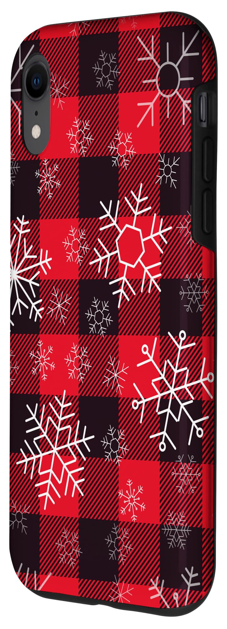 iPhone XR Christmas Phone Case - Red Buffalo Plaid Pattern with Snowflakes | Holiday Gift, Winter Protection for iPhone XR | Perfect for Christmas Parties & Snowy Days