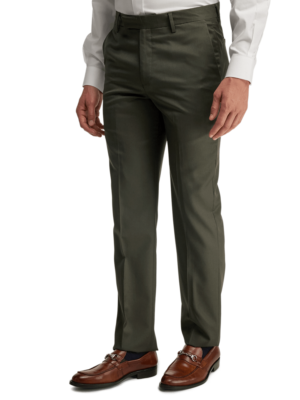 Premium Wool Gabardine Dress Pants for Men - Olive Green | Comfortable & Durable Office & Business Casual Trousers | Perfect for Work, Weddings & Formal Events