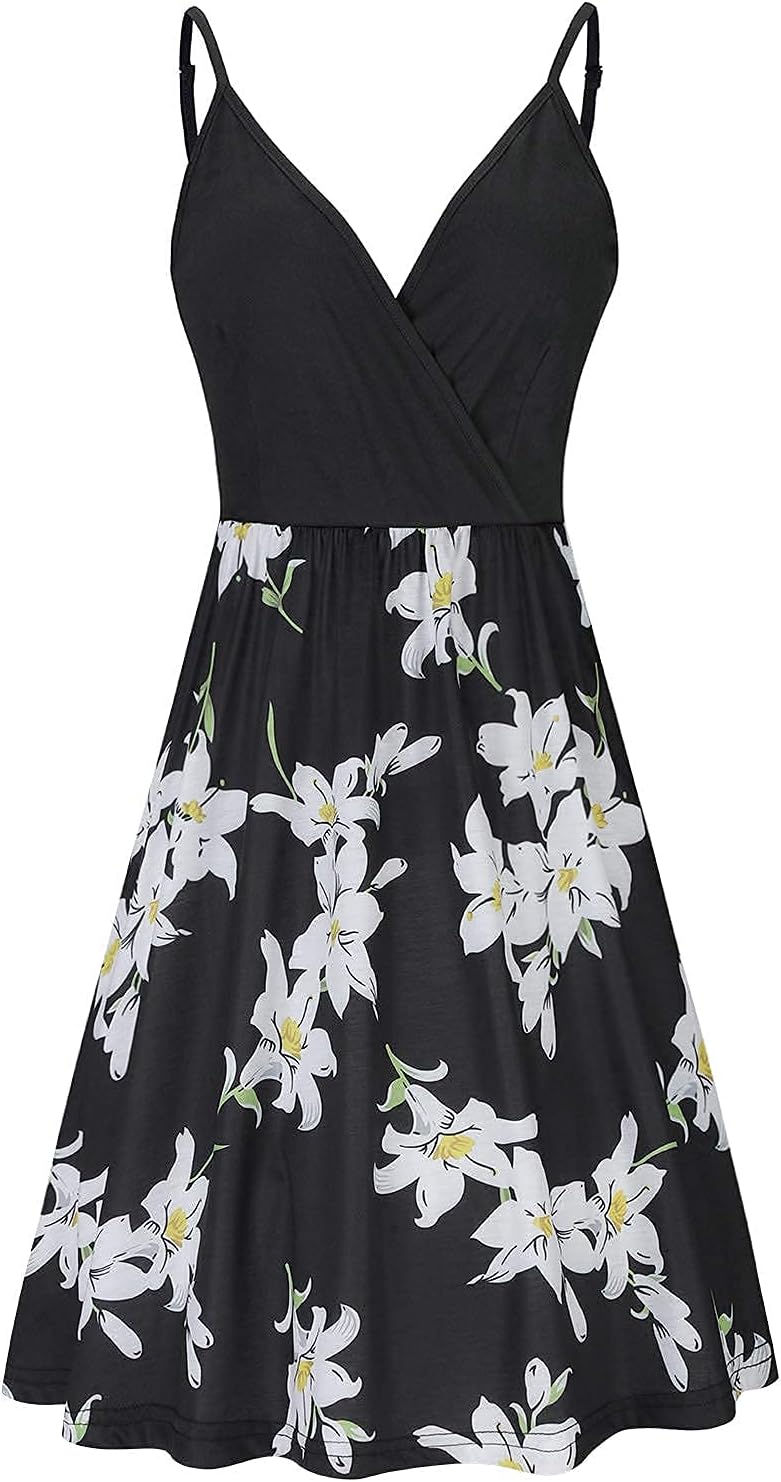Elegant V-Neck Spaghetti Strap Casual Dress with Pockets - Perfect for Summer Outings, Beach Vacations & Date Nights