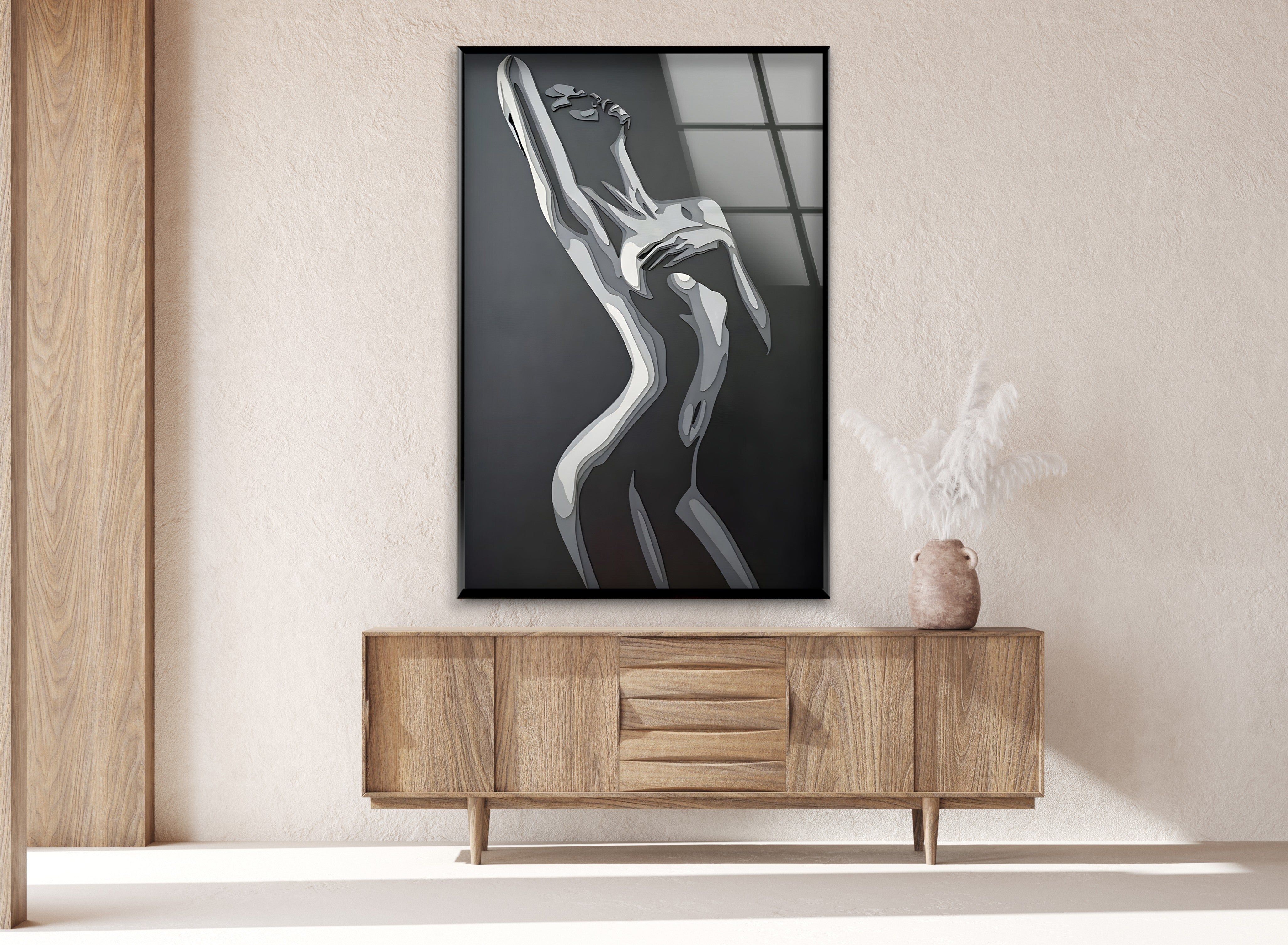 Abstract Nude Sculpture Wall Art - Modern Black & White Fine Art Print for Living Room & Bedroom Decor