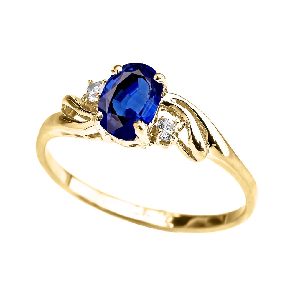 14K Yellow Gold Oval September Birthstone Ring with White Topaz - 3 Stone Engagement Ring for Proposal, Anniversary & Special Occasions | Elegant Jewelry Gift for Her