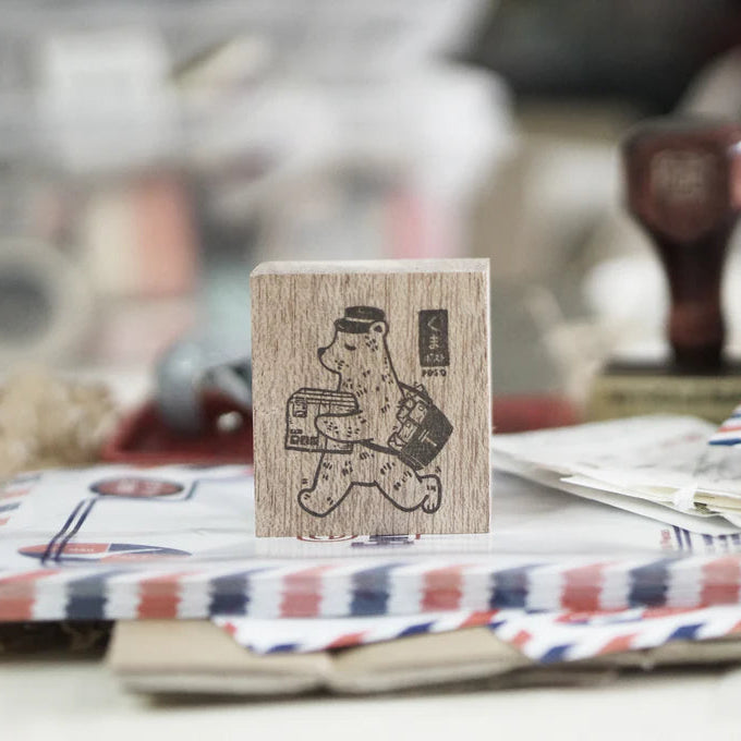 Black Milk Project Kuma Post Bear Stamp - Cute Japanese Bear Stamp for Scrapbooking, Journaling & Letter Writing - Perfect for DIY Crafts, Gift Wrapping & Postal Decorations