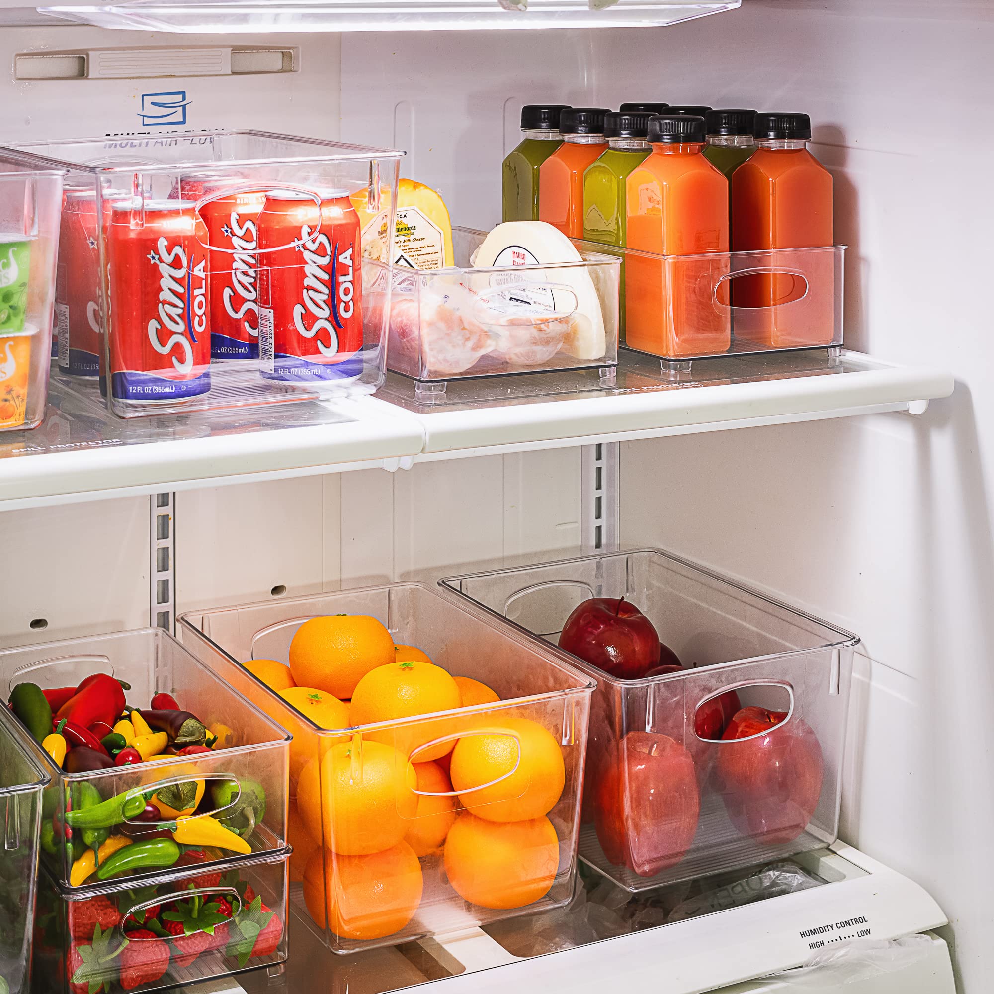 Sorbus 8-Pack Clear Refrigerator Organizer Bins with Handles - 2 Sizes for Food Storage - Kitchen, Pantry, Bathroom & Closet Organization - Perfect for Fruits, Vegetables, Snacks & Cosmetics