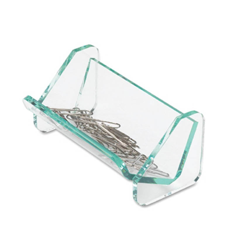 Eco-Friendly Green Glass Acrylic Paper Clip Holder - Stylish Desk Organizer for Office, School & Home Use