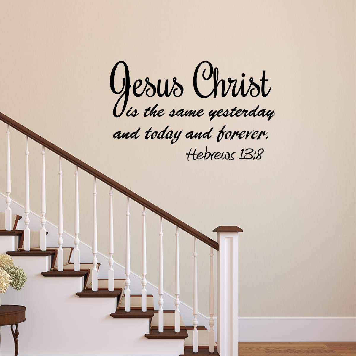 Hebrews 13:8 Wall Decal - Jesus Christ Bible Quote Decor for Home & Church