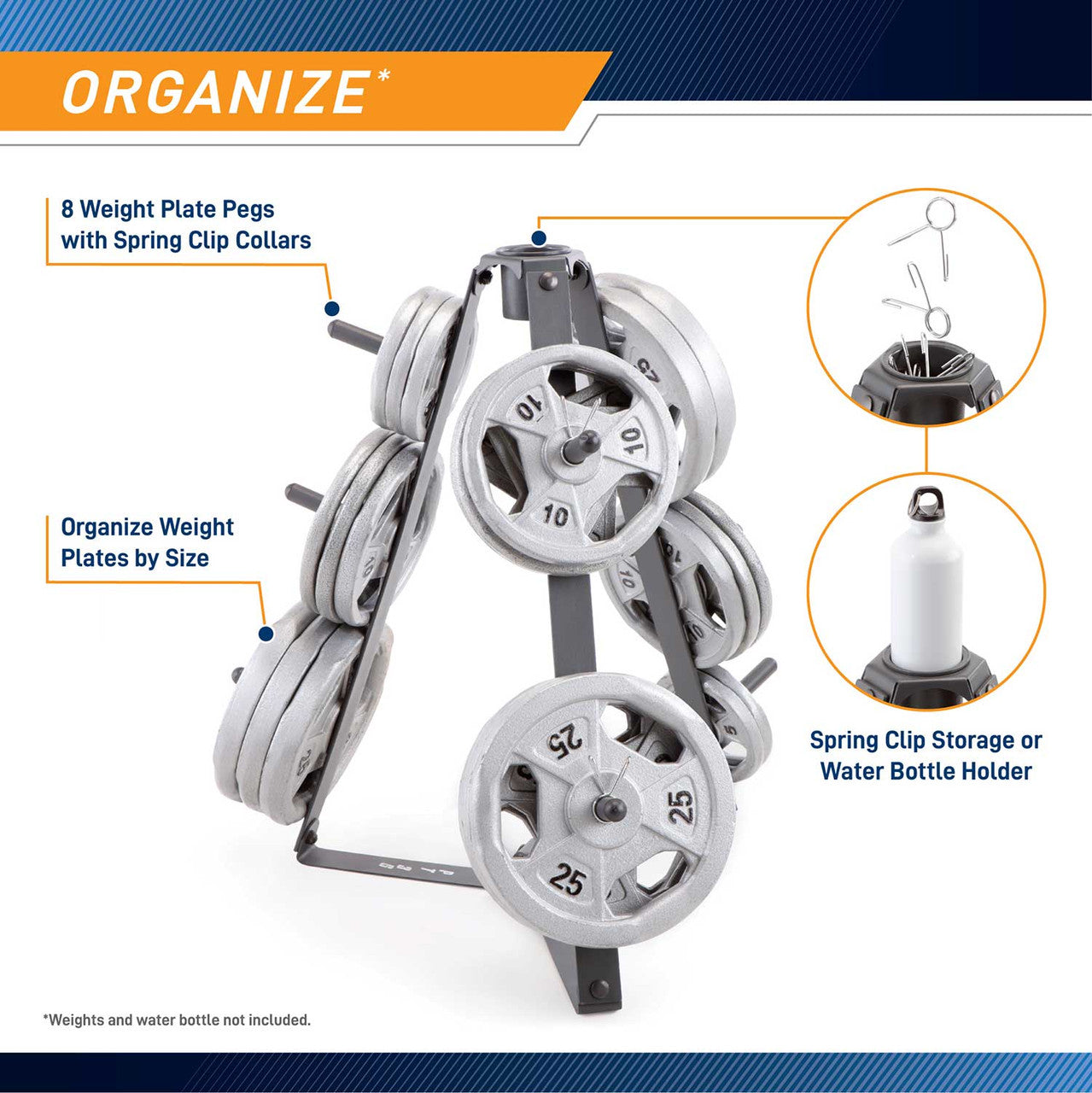 Marcy PT 36 Standard Weight Plate Tree - Olympic Barbell Plate Storage Rack for Home Gym & Fitness Training