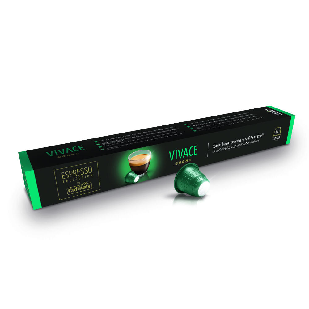 Caffitaly Vivace Nespresso Compatible Coffee Capsules - 10 Pack for Espresso & Lungo - Perfect for Home & Office Use