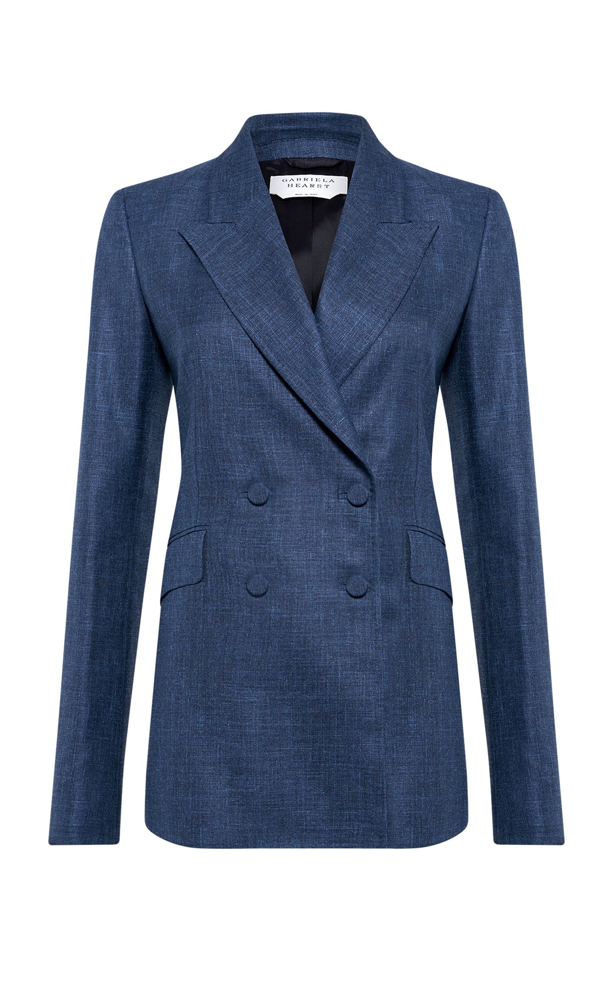 Angela Women's Denim Blazer - Virgin Wool, Silk & Linen Blend Jacket for Office, Business Meetings & Smart Casual Outfits