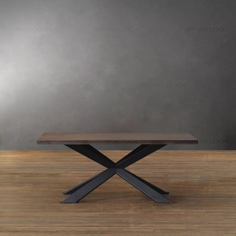 Rustic Industrial Wooden Dining Table & Conference Table - Solid Wood Farmhouse Style for Home, Office, and Restaurant Use