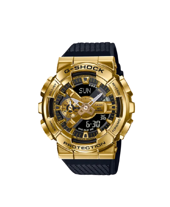 Casio G-Shock GM110G-1A9 Analog Digital Shock Resistant Men's Watch with Gold Bezel - Durable Military Style Watch for Outdoor Sports, Work & Everyday Wear
