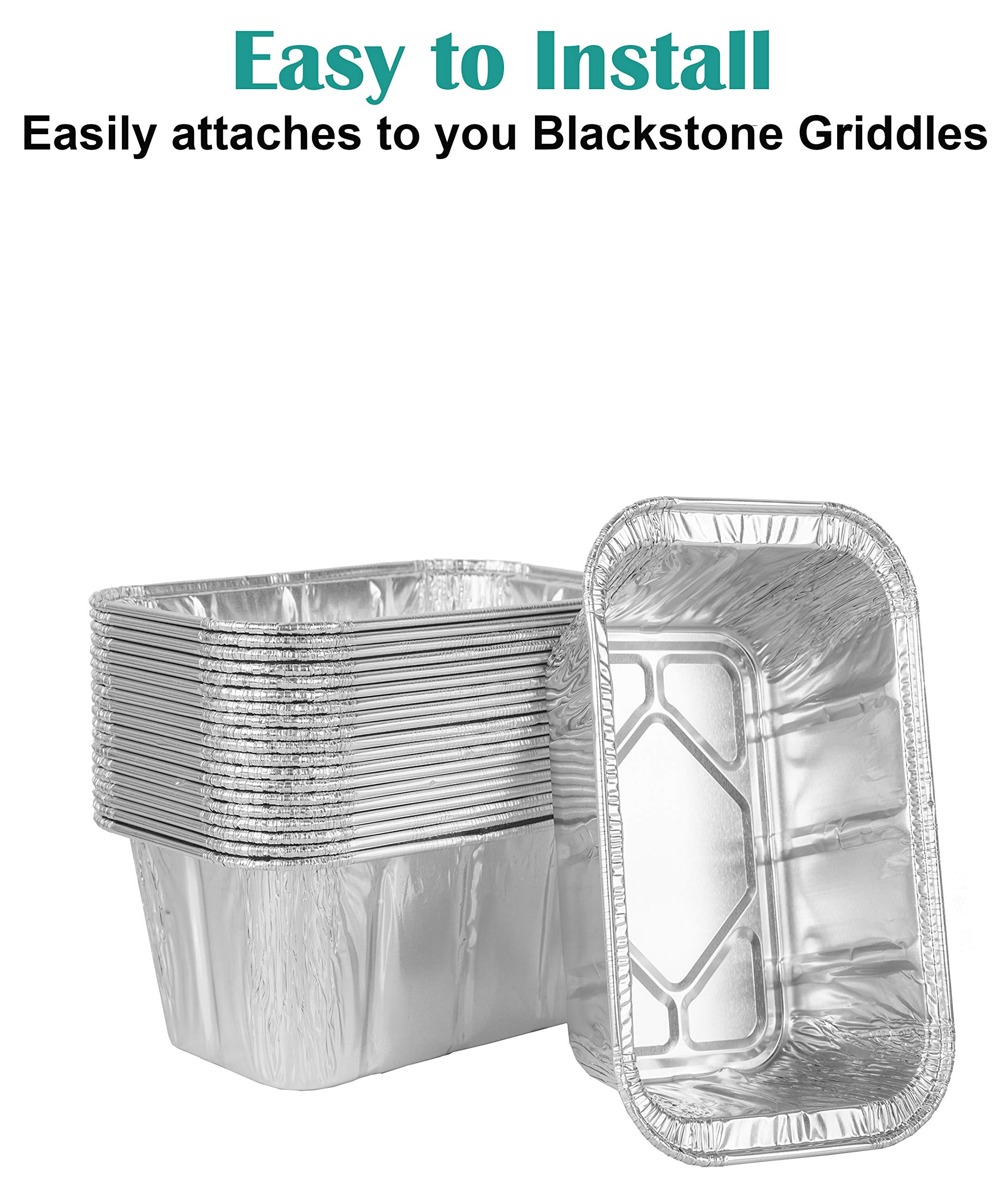 20 Pack Aluminum Foil Grill Drip Pans for Blackstone 17 & 22 Inch Griddles - Disposable BBQ Grease Trays with Rear Grease Cup | Perfect for Outdoor Cooking, Camping & Backyard Grilling
