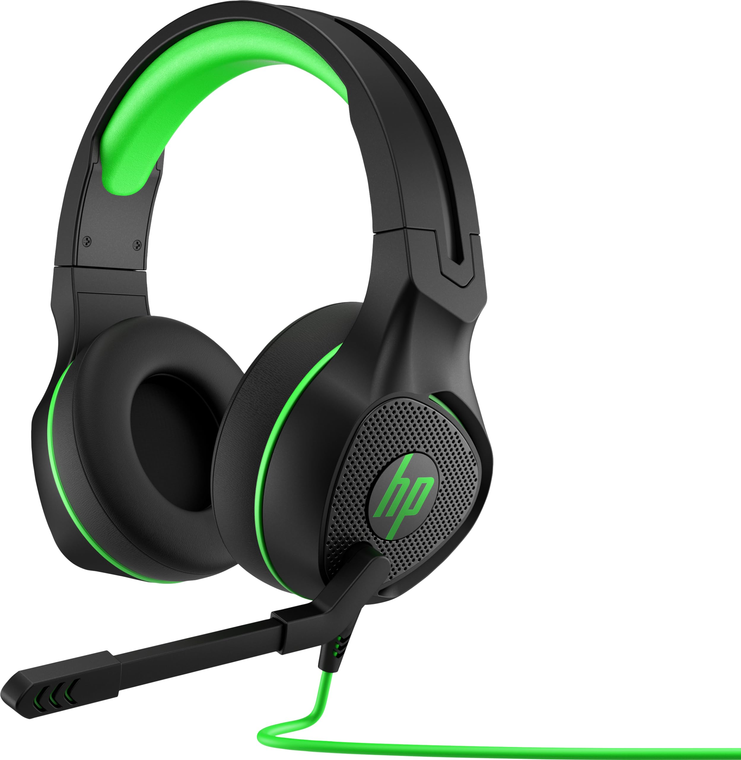HP Pavilion Gaming 400 Headset with In-line Controls, Foldable Mic & Soft Leatherette Ear Cushions - Compatible with PS4, PS5, Xbox Series X/S - Black/Green - Perfect for PC Gaming, Console Play & Online Chat