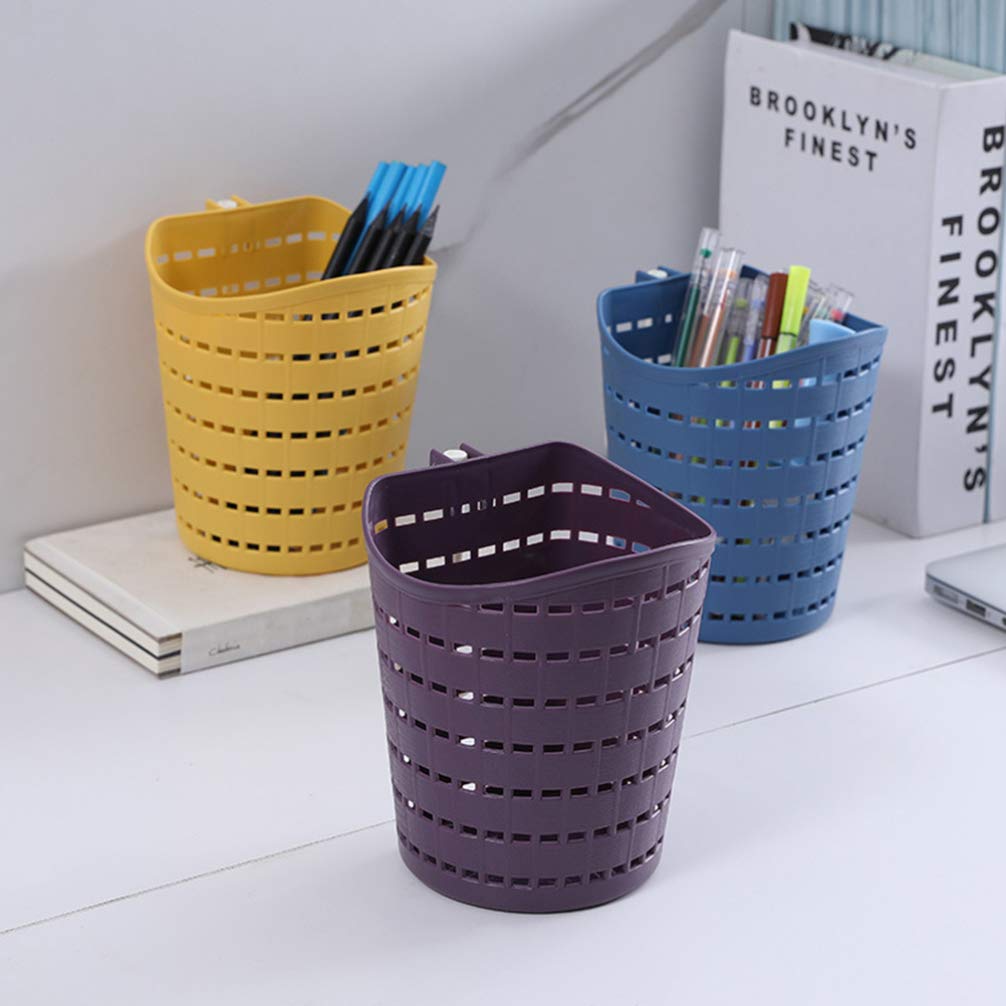 Hemoton 5-Piece Plastic Hanging Storage Baskets with Hooks - Space-Saving Organizer for Kitchen, Bathroom, Closet & Office - Perfect for Shower, Wall & Cabinet Organization (PP Material, Wicker Design)