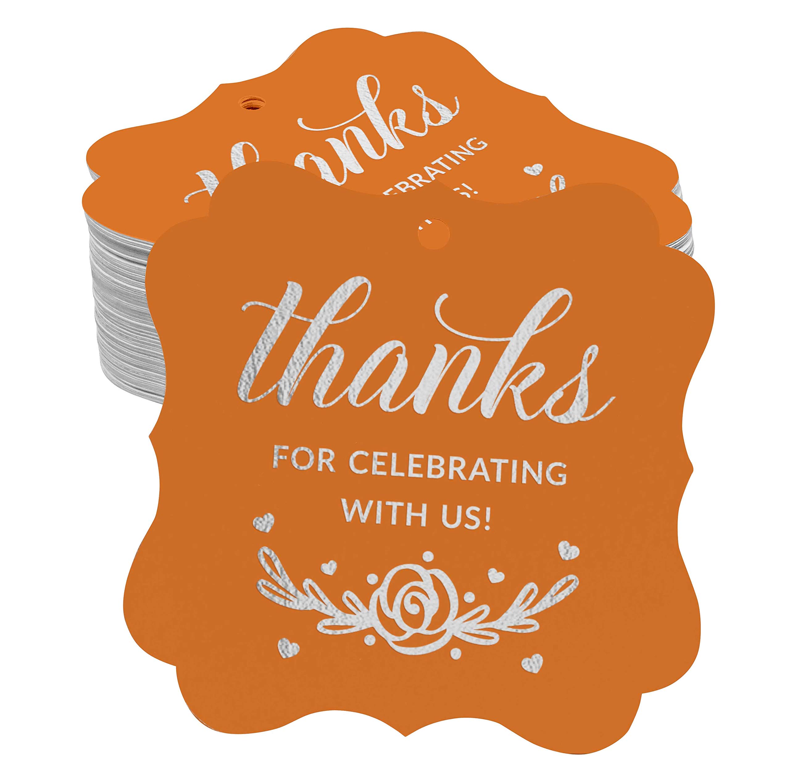 50pcs Real Silver Foil Bracket-Shaped Gift Tags | Thank You Favor Tags for Bridal Showers, Baby Showers, Weddings & Birthdays | Perfect for Party Favors, Gift Wrapping & Decoration