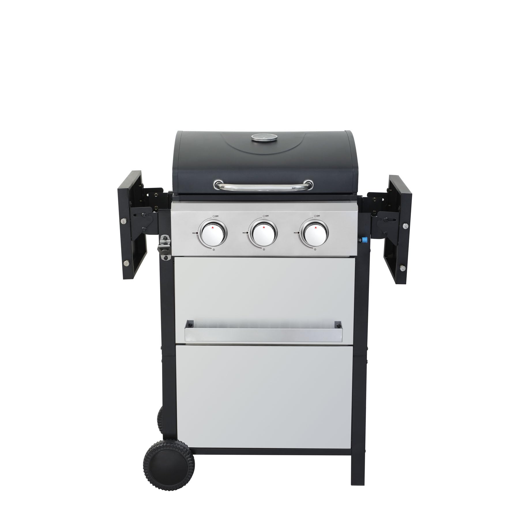 3 Burner Gas Grill with Lid & Griddle Combo - 25,650 BTU Stainless Steel Outdoor BBQ Grill with Wheels, Side Burner & Foldable Table | Perfect for Backyard Cookouts, Camping & Tailgating Parties