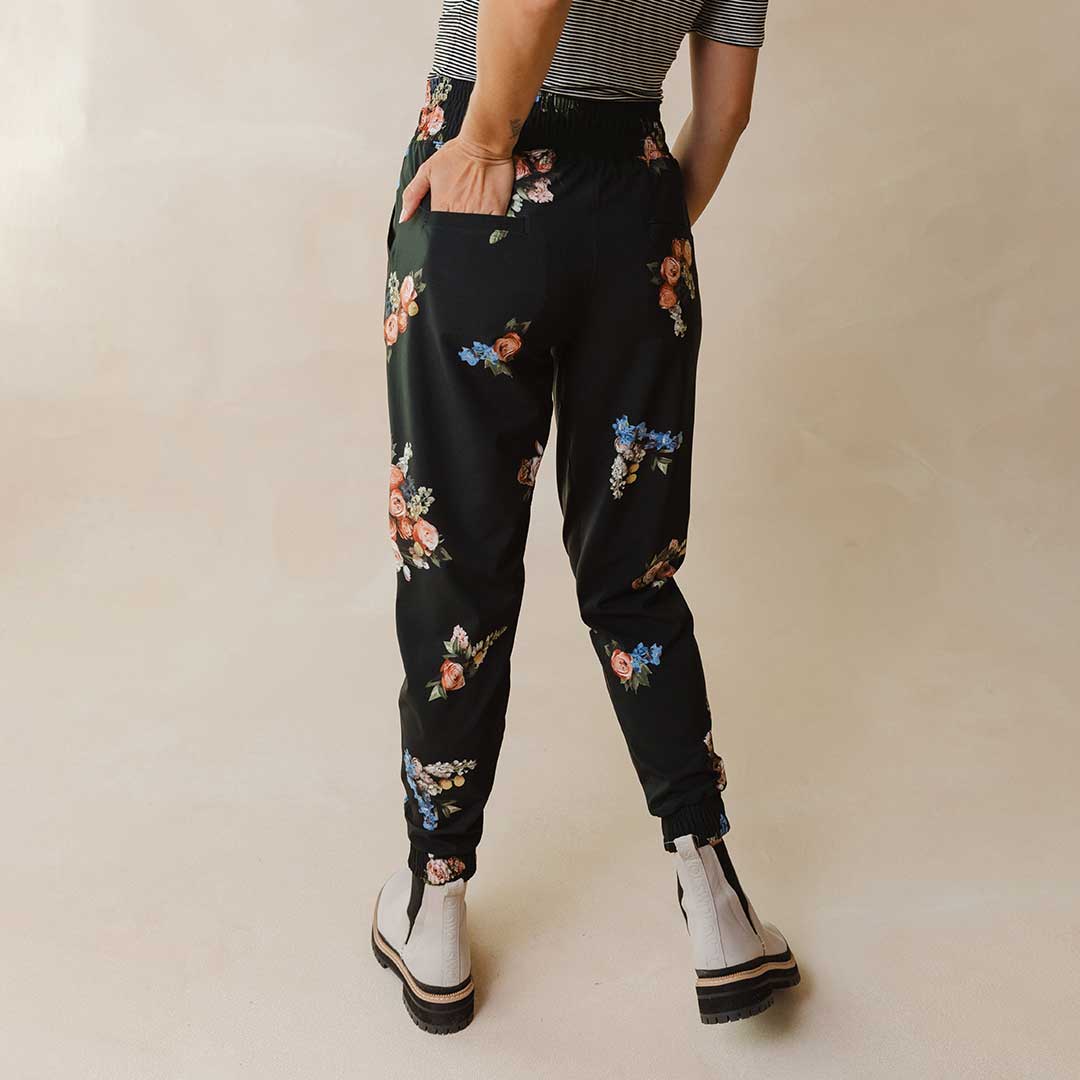 Destination Joggers for Women - Rose Black Color Comfortable Lounge Pants | Perfect for Yoga, Running, Travel & Casual Wear
