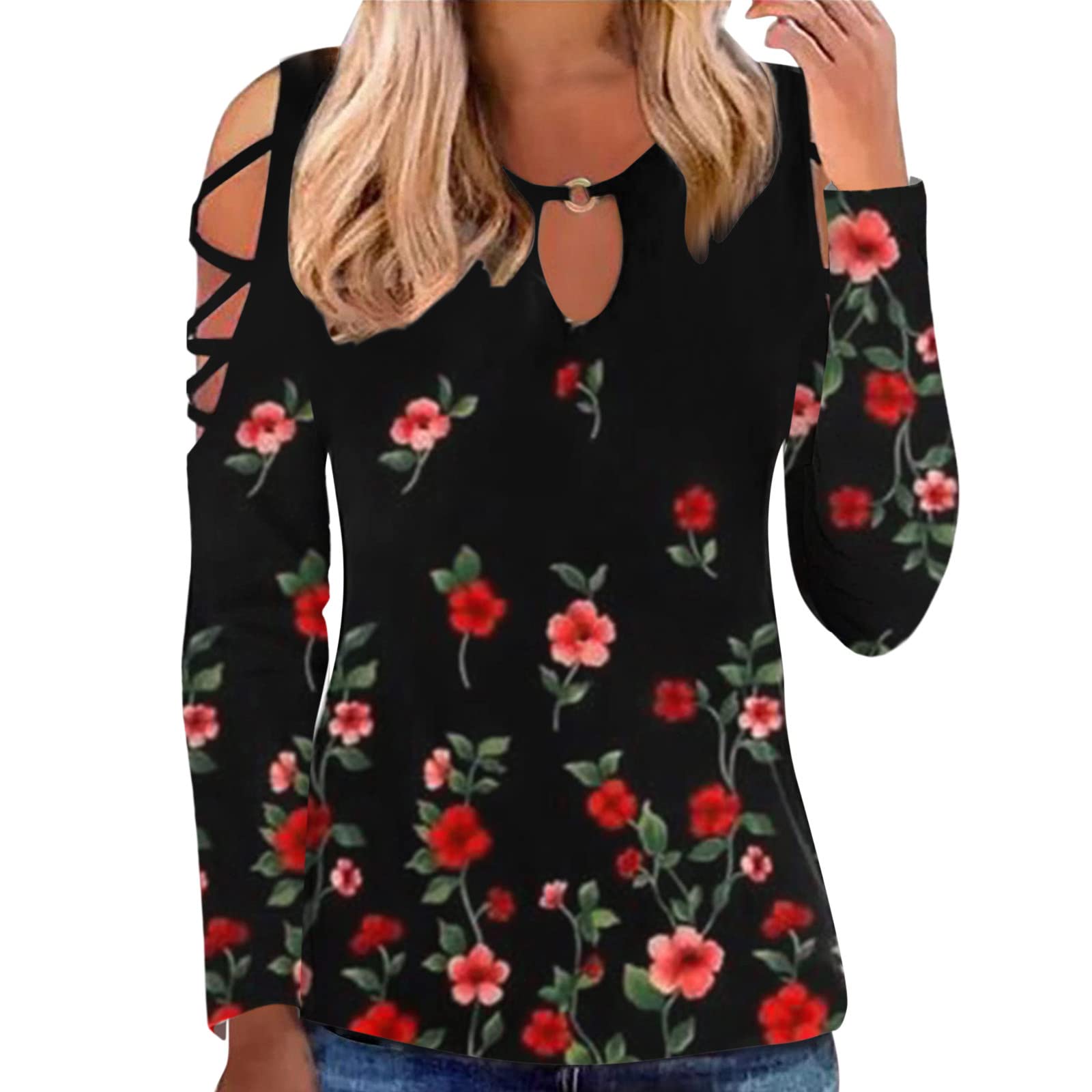 Women's Hollow Out Short Sleeve T-Shirts - Sexy Cold Shoulder Crewneck Tops for Casual Summer Wear | Perfect for Beach Outings, Date Nights & Vacation Outfits