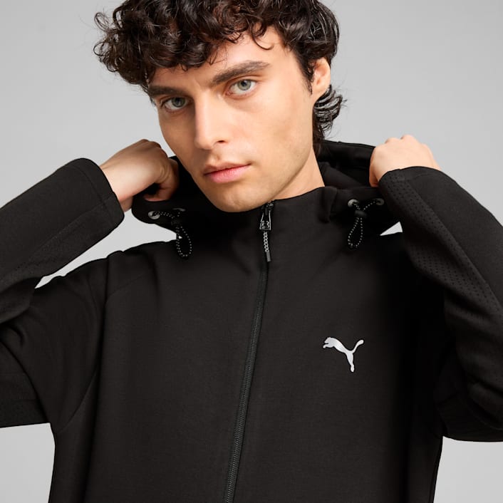 PUMA Men's Evostripe Full Zip Black Jacket - Lightweight Athletic Hoodie for Running, Gym & Casual Wear - Breathable & Comfortable Sportswear