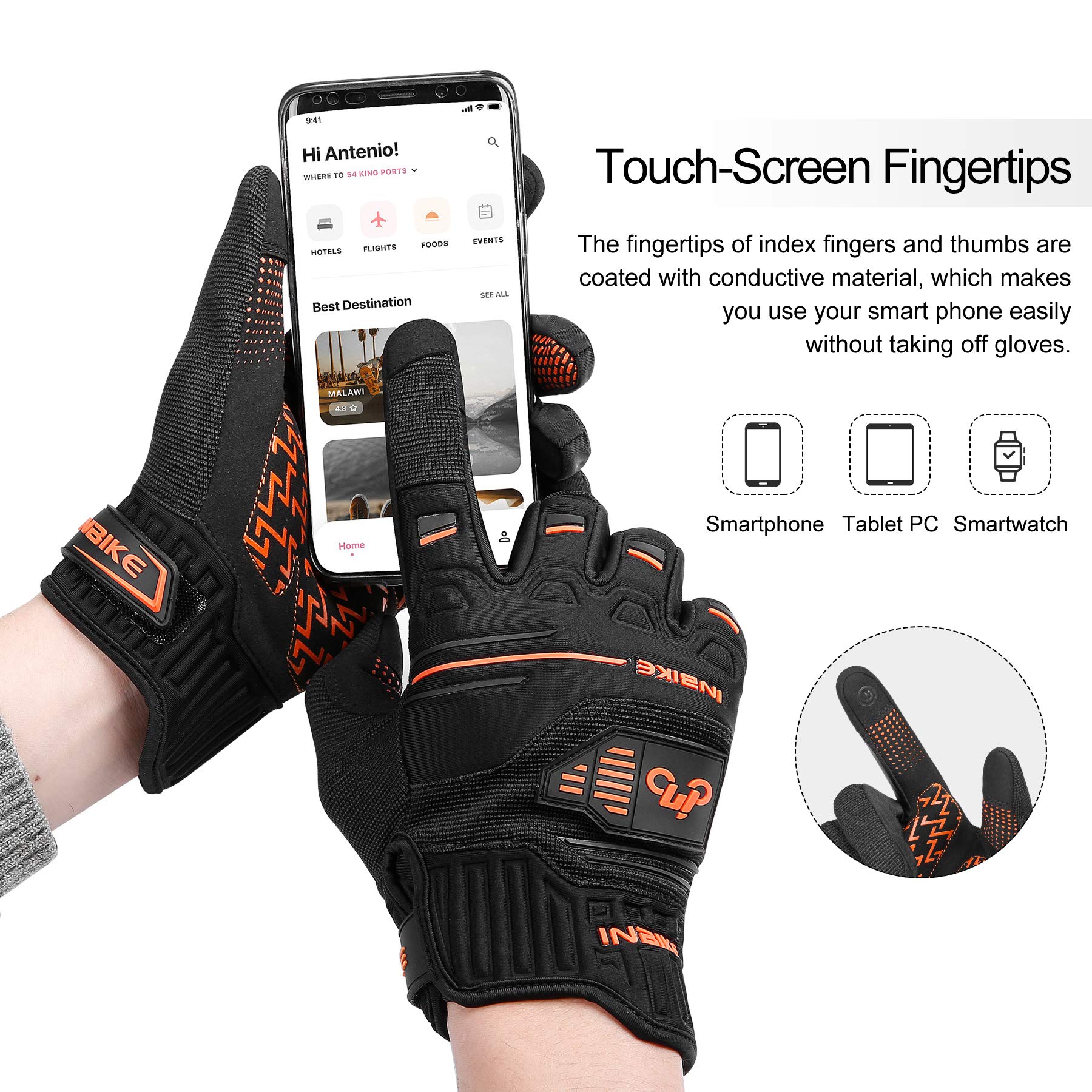 INBIKE MTB Mountain Bike Gloves - 5MM Padded Cycling Gloves for Men & Women, Breathable Anti-Slip Shock Absorbing with Knuckle Protection - Ideal for Dirt Biking, Trail Riding & Outdoor Cycling Adventures