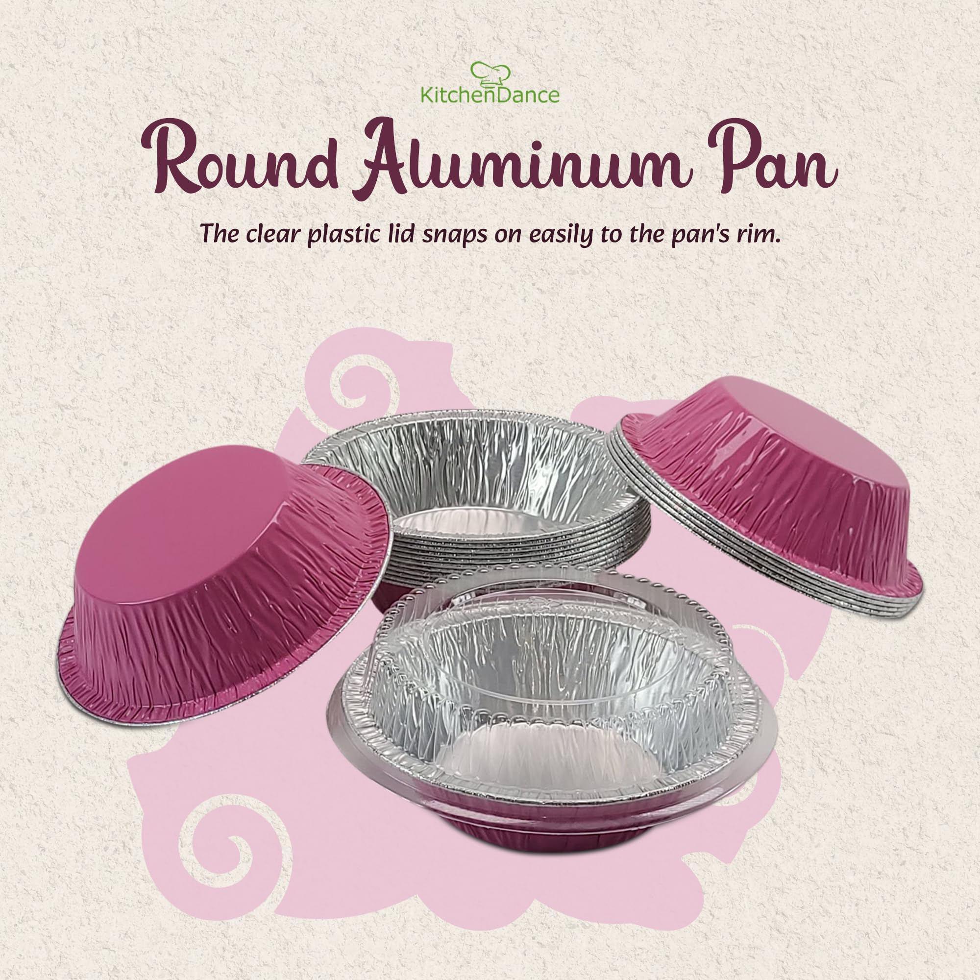 KitchenDance 5 Inch Mini Pie Tins with Lids - Premium Aluminum Pie Pans for Baking Pies, Tarts, Cobblers & Cakes - Reusable & Non-Stick - Perfect for Home Bakers & Professional Chefs (Set of 500, Pink) | Ideal for Holiday Baking, Potlucks & Dessert Parties