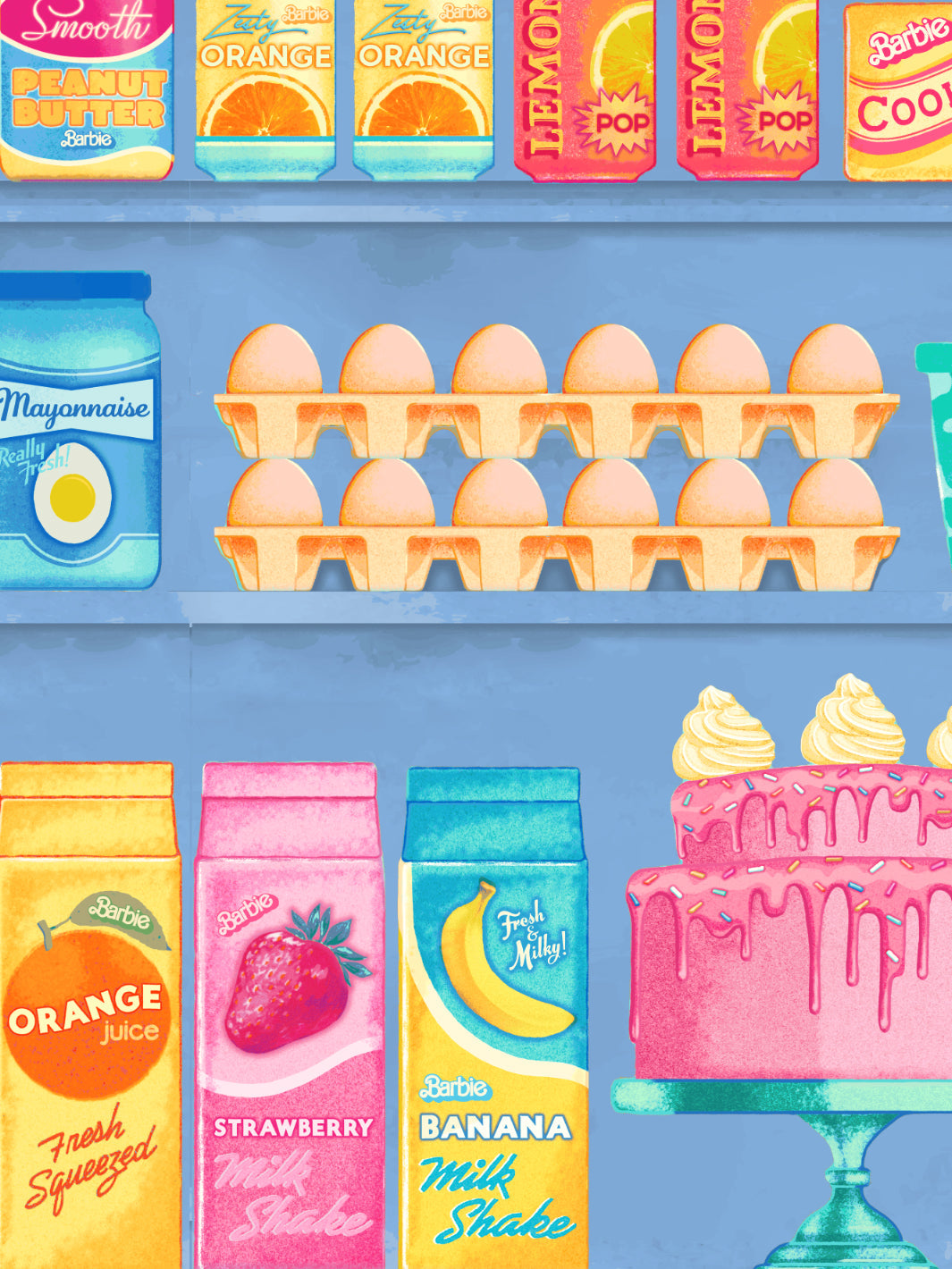 Barbie™ Pantry Wallpaper - Cornflower Blue Design | Perfect for Kids' Rooms, Playrooms & Barbie™ Themed Decor