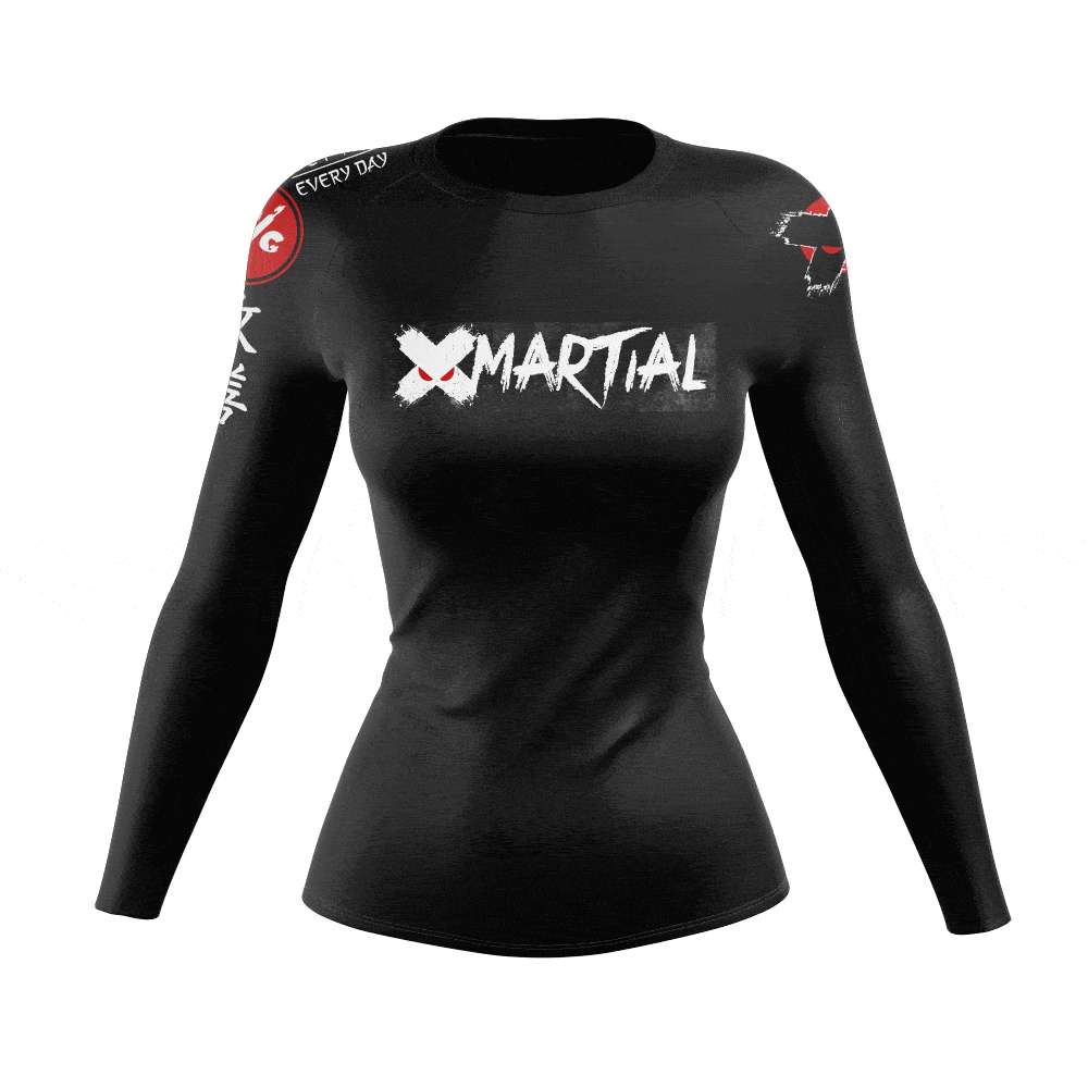 XMARTIAL Classic Women’s BJJ Rash Guard - Long Sleeve Compression Shirt for Brazilian Jiu-Jitsu, MMA & Training - Moisture Wicking & UV Protection for Workouts & Martial Arts