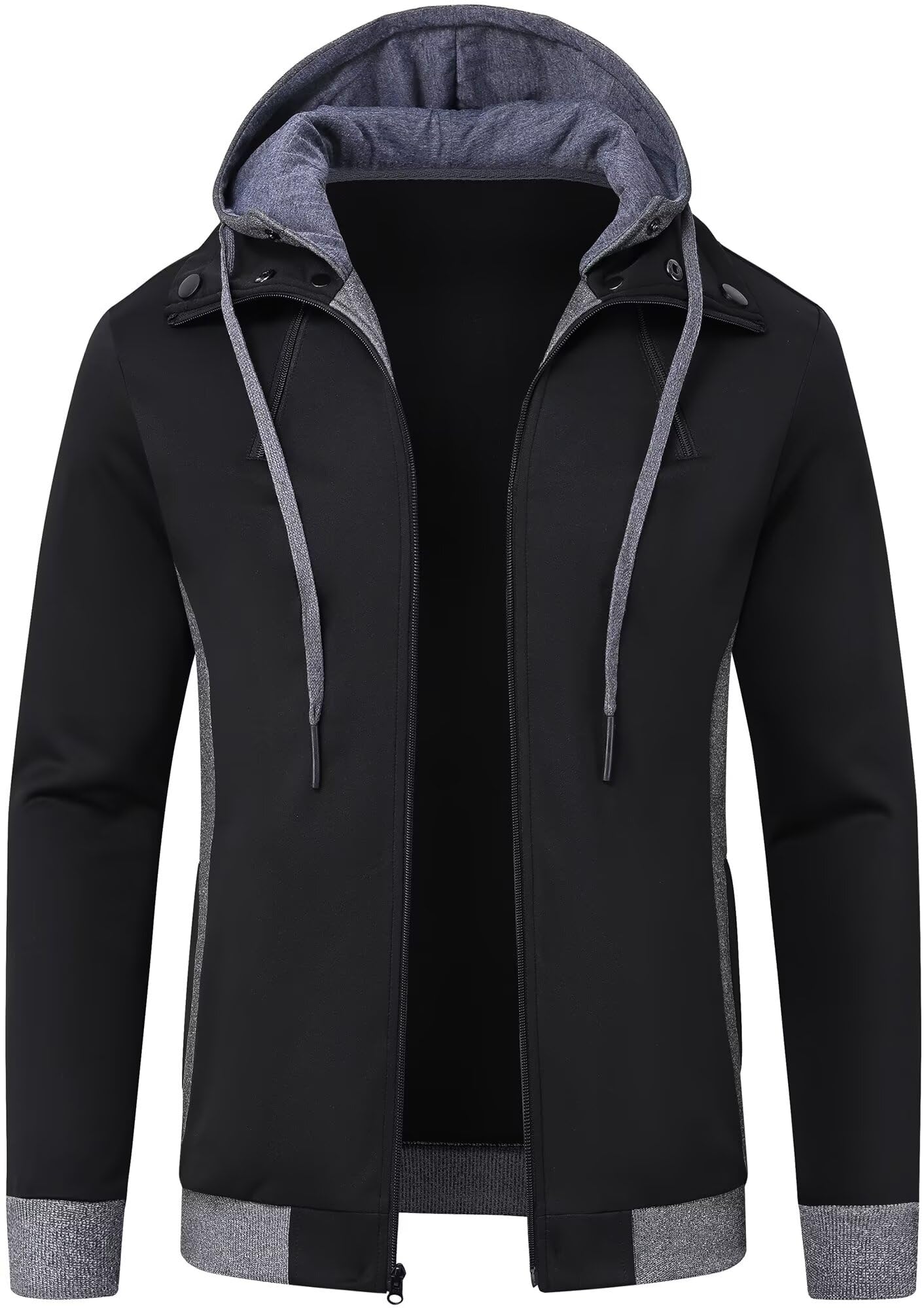 QPNGRP Men's Fleece Zipper Hoodie Jacket - Warm Winter Pullover for Outdoor Activities, Casual Wear & Layering