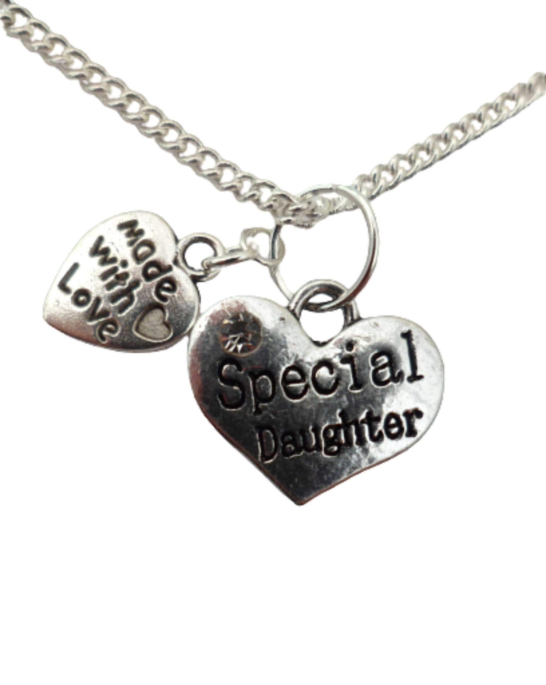Silver Heart Charm Necklace for Daughter - Gift with Love