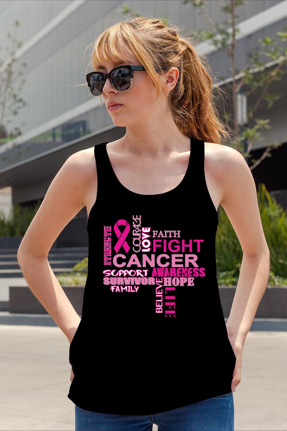 Empowering Women's Breast Cancer Awareness Tank Top - Stylish Pink Ribbon Design for October Fight Against Cancer | Perfect for Survivors, Supporters & Awareness Events