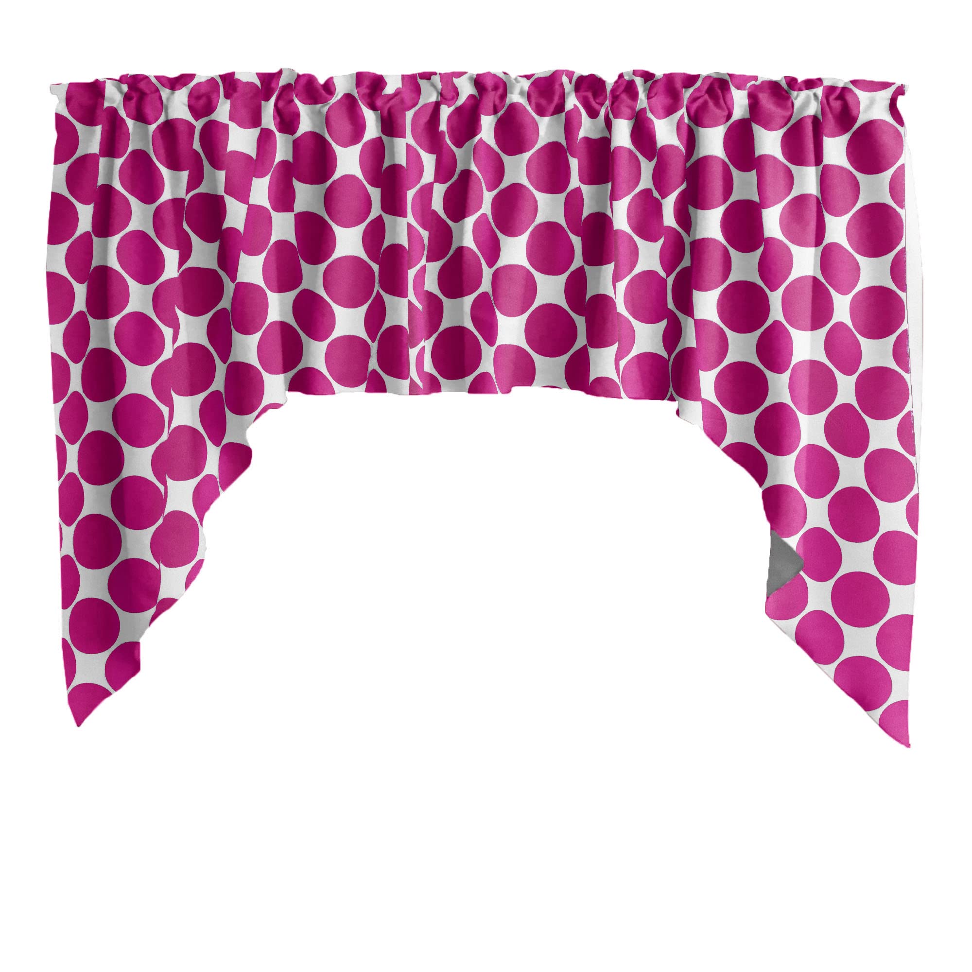 Large Polka Dot Print Cotton Window Valance - Fuchsia on White - Home Decor for Bedroom, Nursery & Kitchen - Perfect for Farmhouse, Boho & Vintage Style Windows