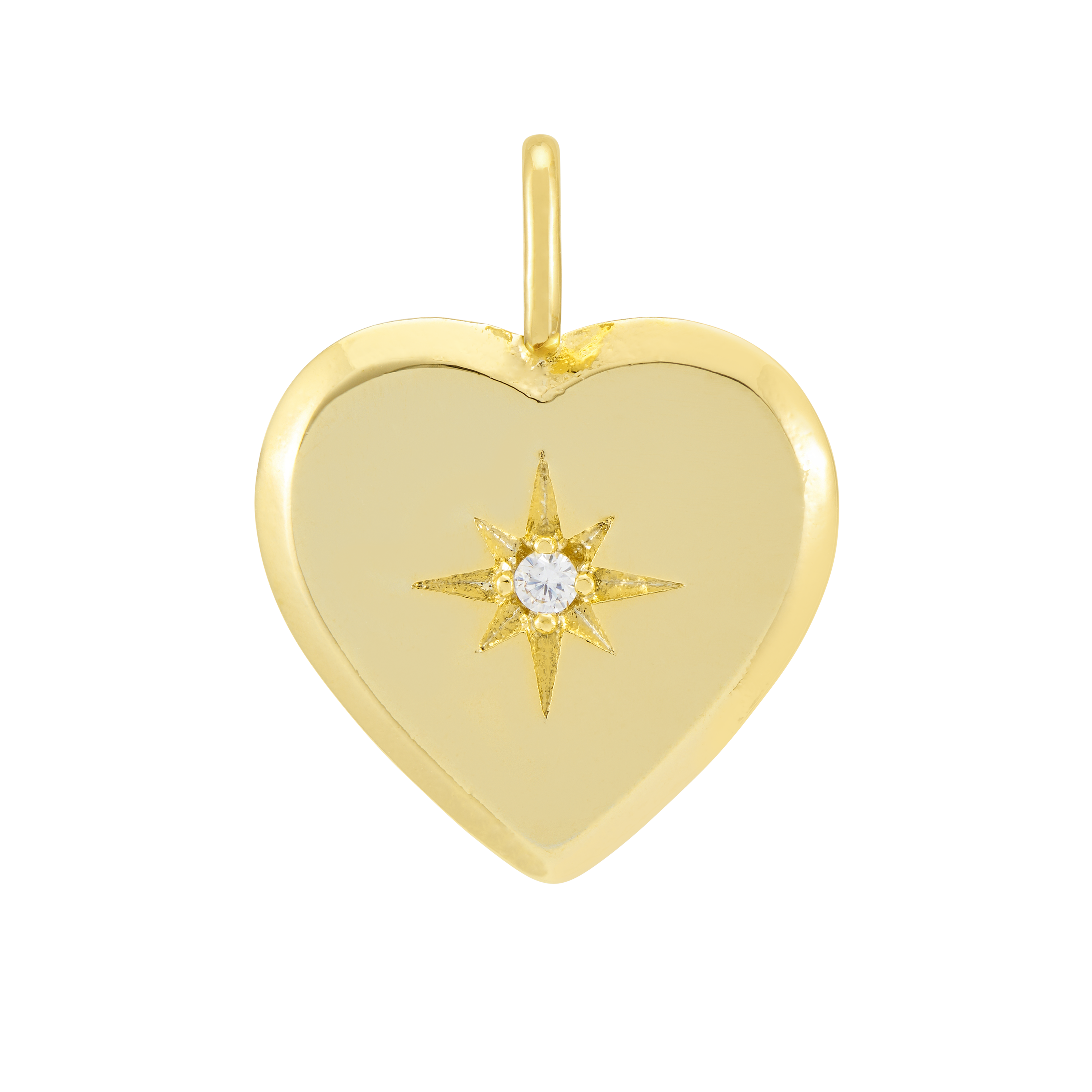 14K Gold Plated Knife Edge CZ Heart Charm Pendant - Elegant Jewelry for Necklace, Bracelet & Gift Giving - Perfect for Valentine's Day, Anniversary & Special Occasions