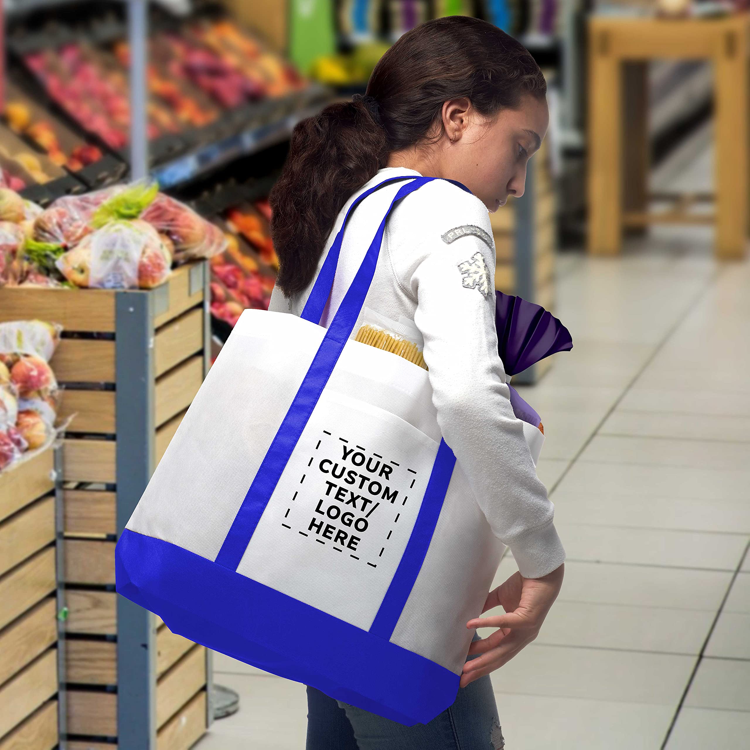 Customizable Non-Woven Tote Bags Set - 50 Pack, Durable & Water Resistant, 18
