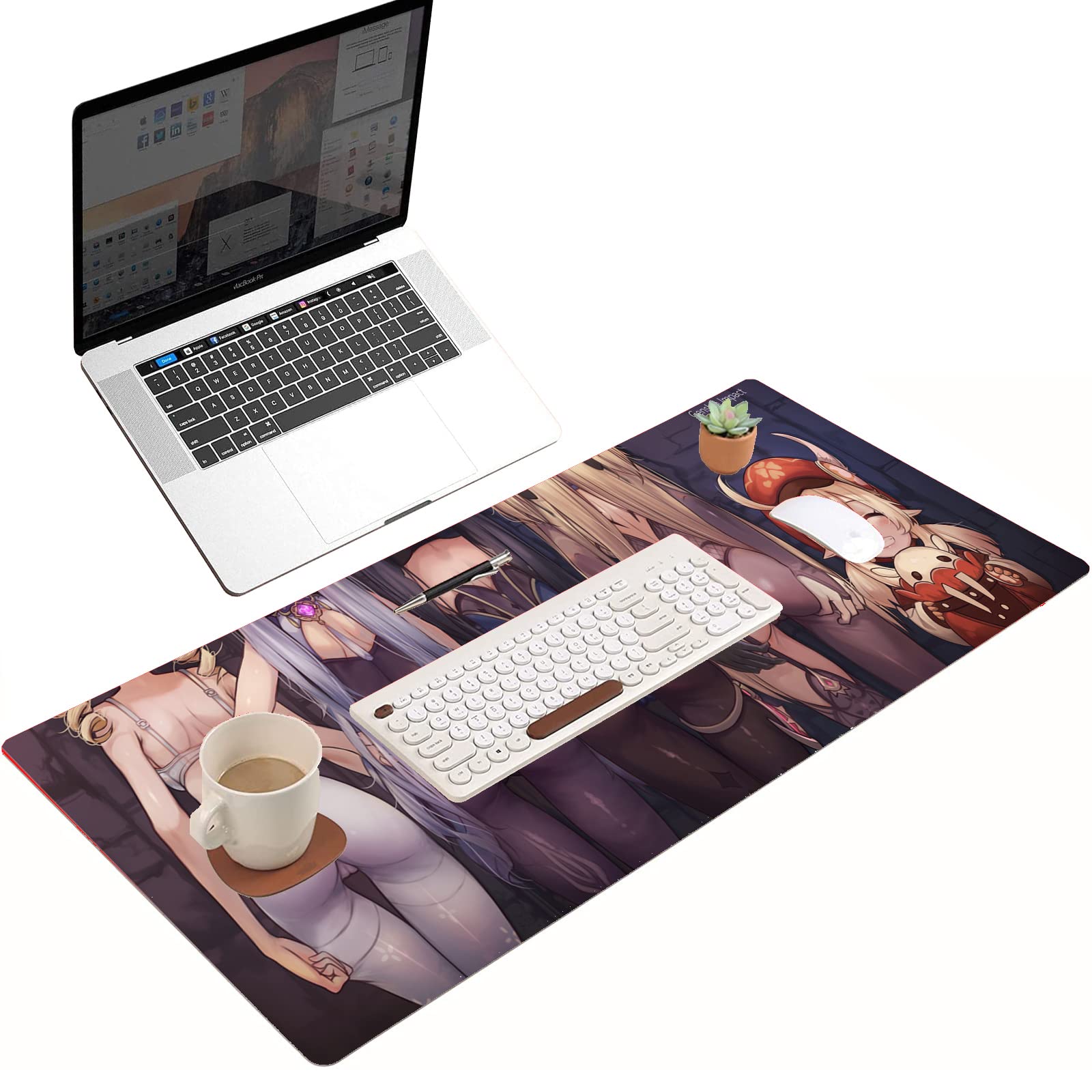 Anime Gaming Mouse Pad - 24x12 Inch Non-Slip Desk Mat with Cute Anime Girl Design for PC, Laptop & Computer | Ergonomic Comfort for Gamers & Office Work | Perfect for Gaming Setups & Home Office Desks