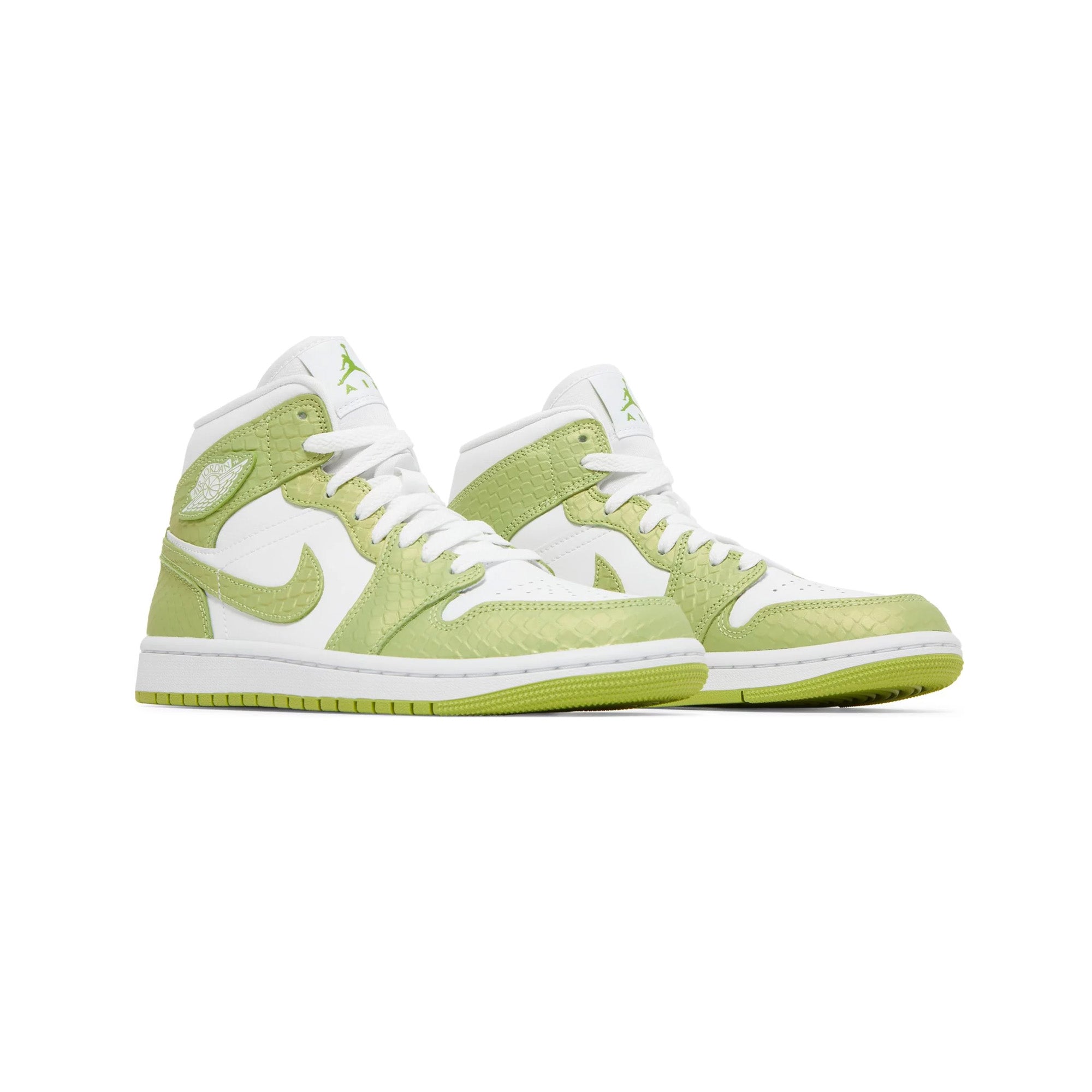 Air Jordan 1 Mid 'Green Python' Women's Basketball Shoes (2022) - Stylish Sneakers for Casual Wear, Gym & Street Fashion