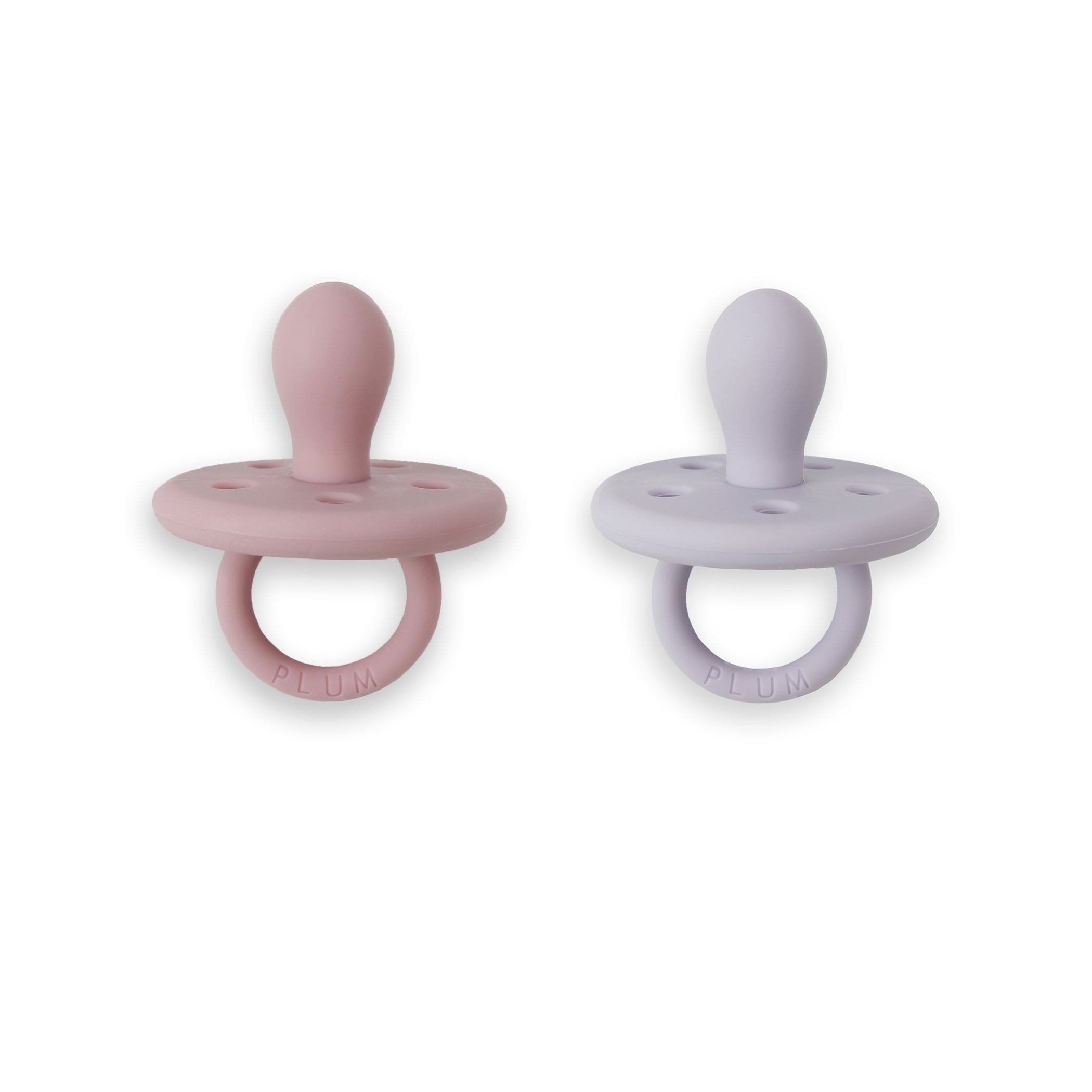 PLUM Silicone Baby Pacifiers & Connector Set - Berry (0-6 Months) - Perfect for Soothing and Comforting Newborns During Sleep and Travel