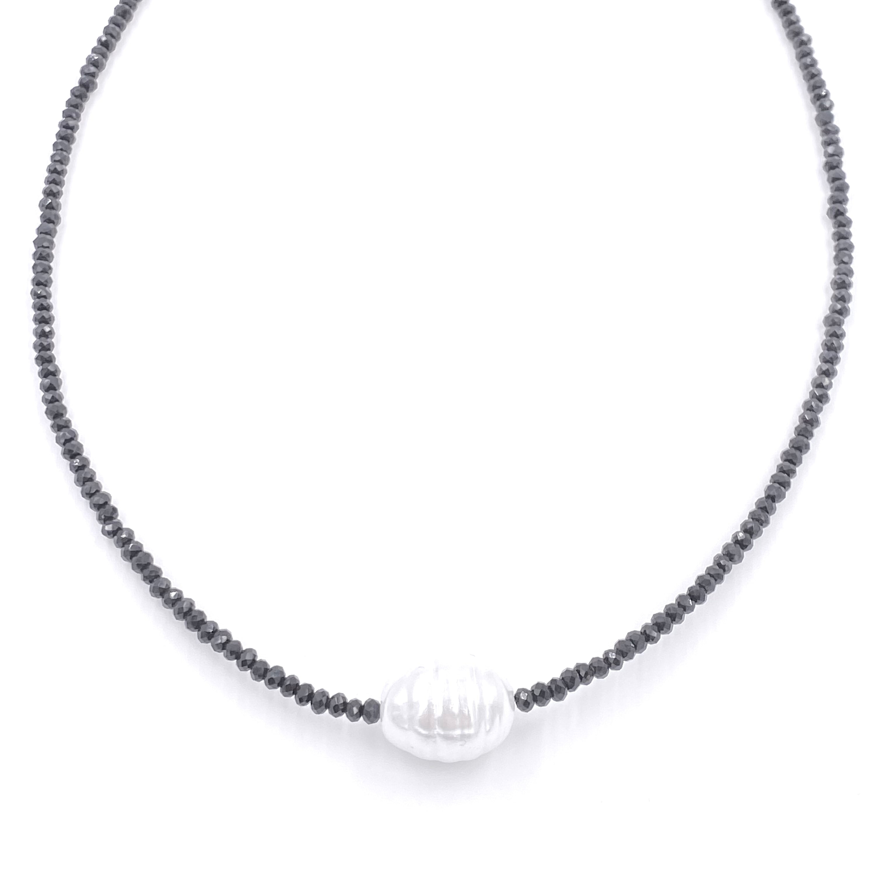 Ashley Gold Stainless Steel Gold Plated Black Semi-Precious 2mm Beaded Freshwater Pearl Necklace - Elegant Jewelry for Women's Evening Wear & Special Occasions