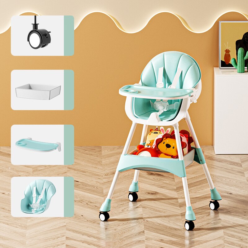 2 in 1 Convertible Baby High Chair for 6+ Months - Adjustable Height, Detachable Footrest & Double Tray - Perfect for Feeding, Playtime & Learning at Home or Restaurant