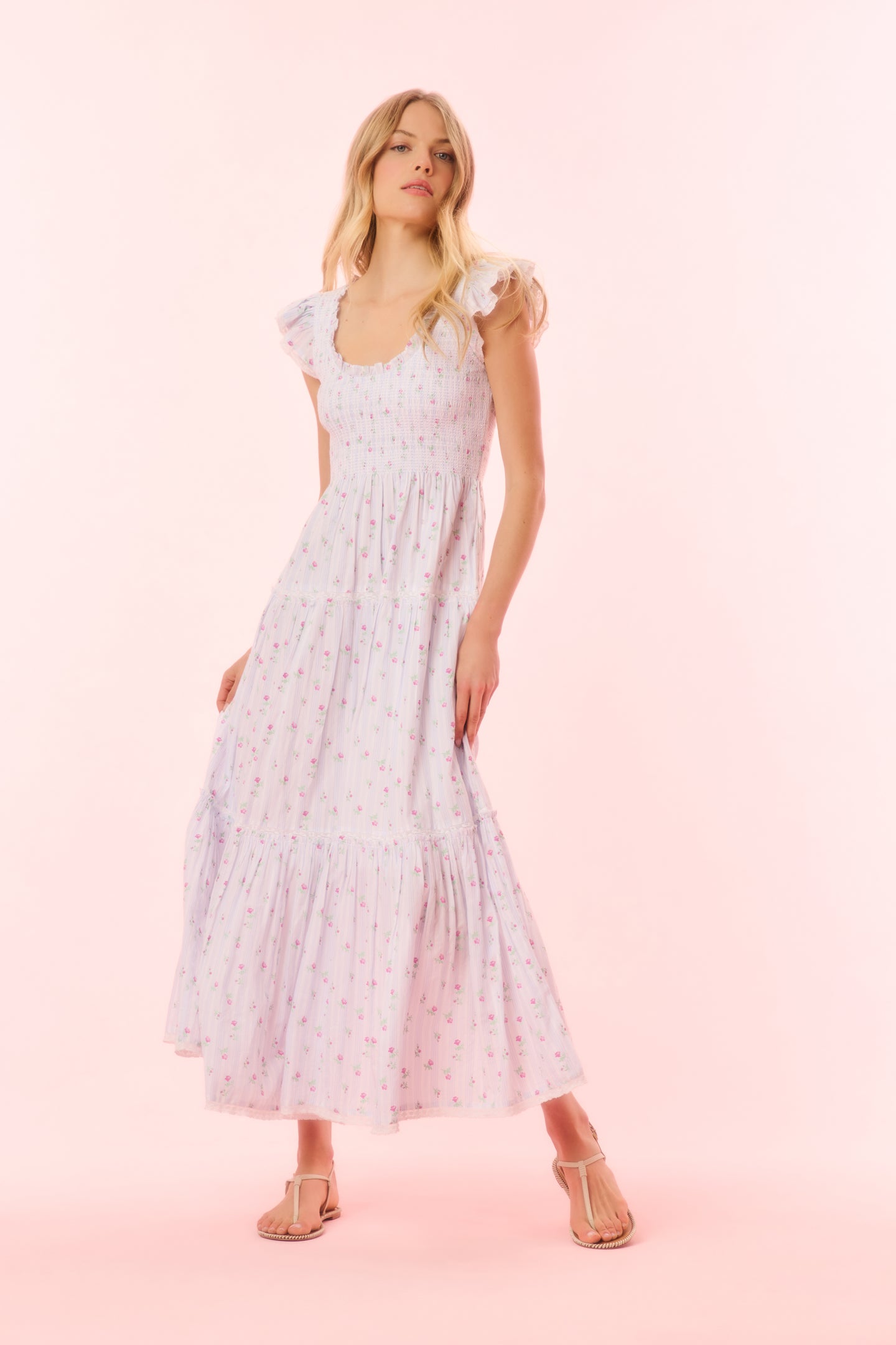 Chessie Women's Floral Print Cotton Maxi Dress - Elegant & Comfortable Summer Dress for Beach, Vacation, and Casual Wear