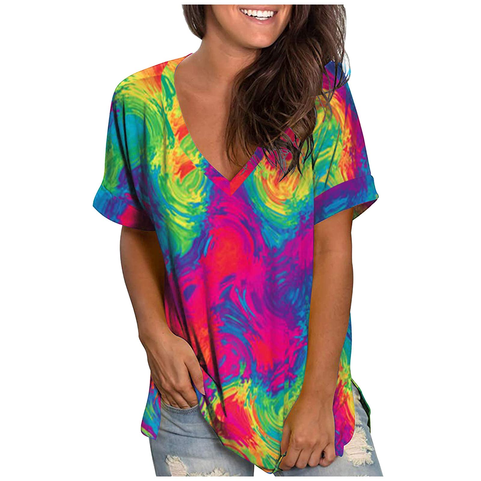 NIANTIE Women's Casual Short Sleeve Graphic T-Shirt - Summer Crewneck Tunic Top for Women | Perfect for Beach Outings, Weekend Wear & Casual Summer Fashion