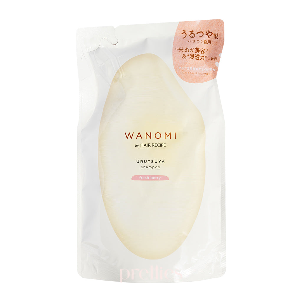 P&G Hair Recipe WANOMI Urutsuya Shampoo - Fresh Berry Scent for Dry Hair, 300ml Refill (Pink) | Hydrating & Nourishing Daily Hair Care for Soft, Shiny Locks