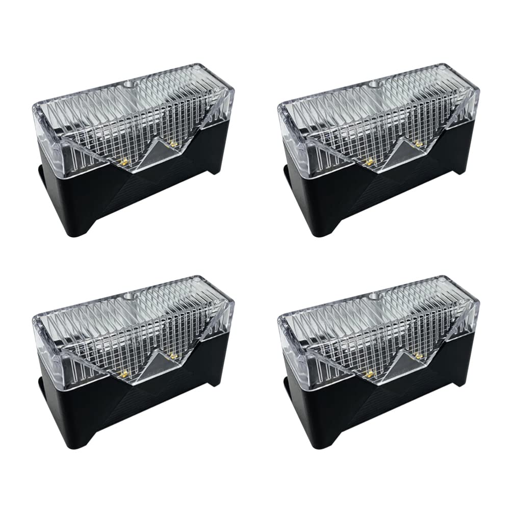 HANABASS 4 Pack Solar Step Lights Outdoor Waterproof - LED Solar Pathway Lights for Fence, Stairs, Patio, Garden, Walkway & Driveway | Weatherproof Solar Powered Landscape Lighting for Steps, Railings & Outdoor Decor