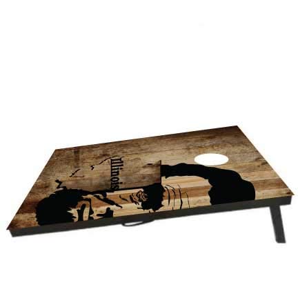 VictoryStore Cornhole Game Set - Official State of Illinois Cornhole Bean Bag Toss with Wooden Boards - Outdoor Lawn Games for Backyard, Tailgating, and Parties