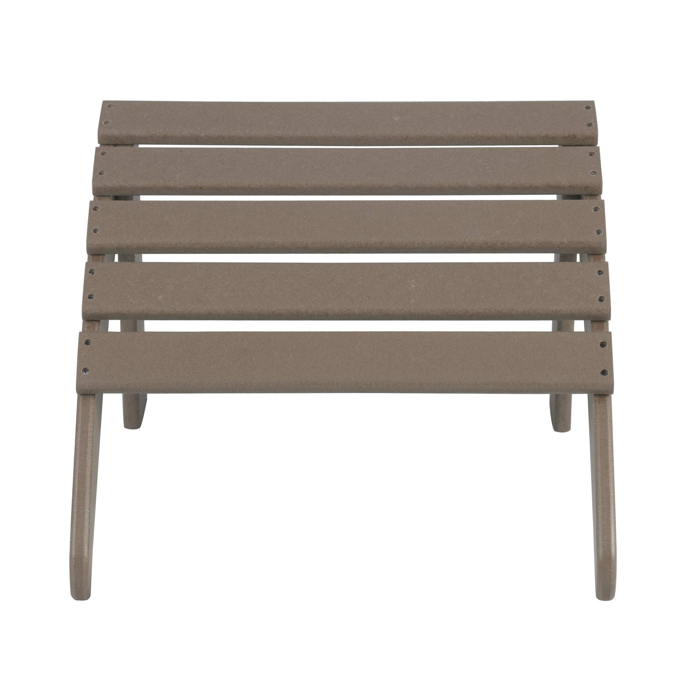 WO Home Furniture 2-Piece Adirondack Chair and Ottoman Set - Classic Outdoor Patio Furniture in Weathered Wood Finish - Perfect for Backyard, Garden, Deck and Poolside Relaxation