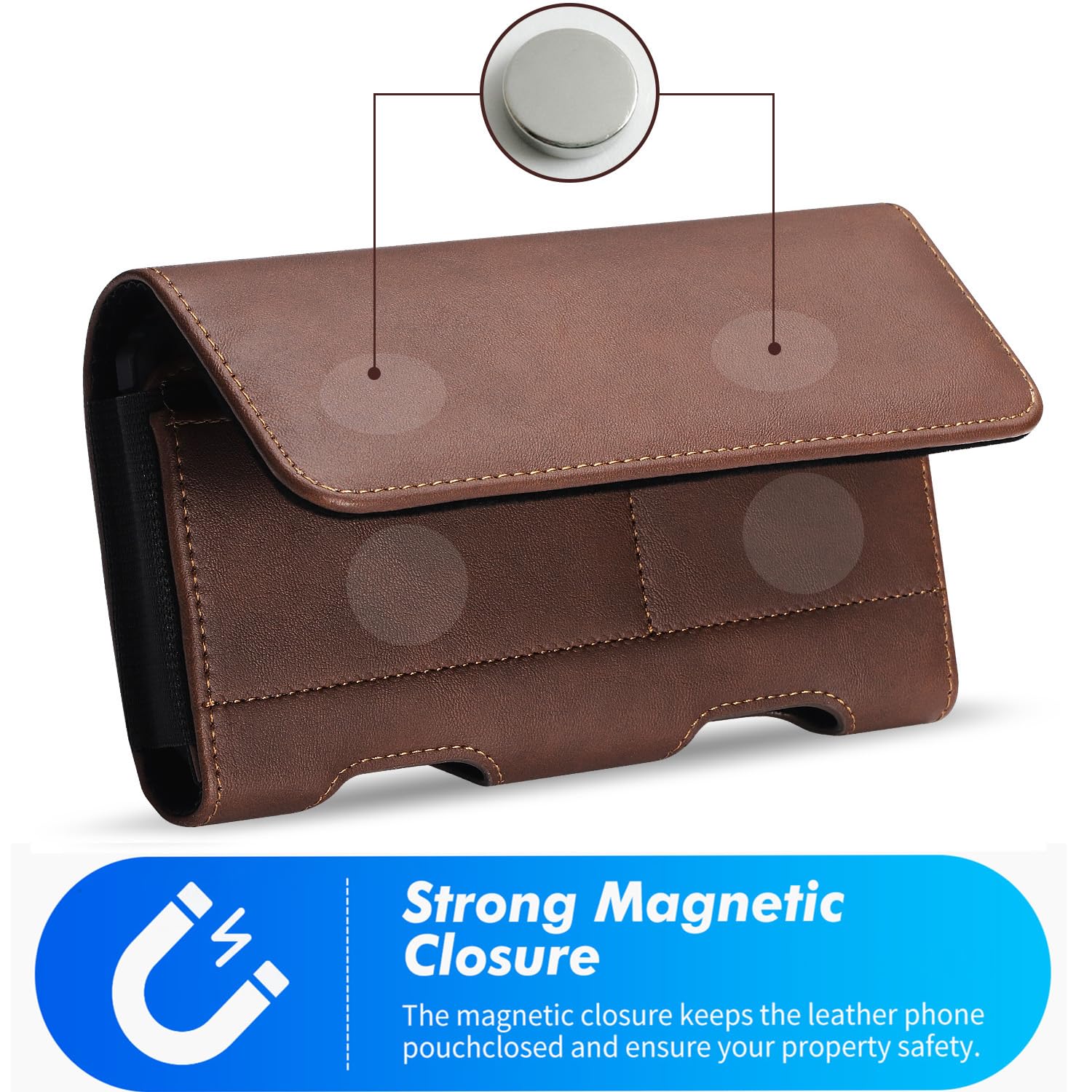 Premium Leather Phone Holster for Samsung S24 Ultra, S23 Ultra, S22 Ultra, Note 20 Ultra, Note 10 Plus, A Series & iPhone 15 Pro Max - Belt Clip Carrying Pouch with Card Holder (Brown) - Perfect for Work, Travel & Outdoor Activities